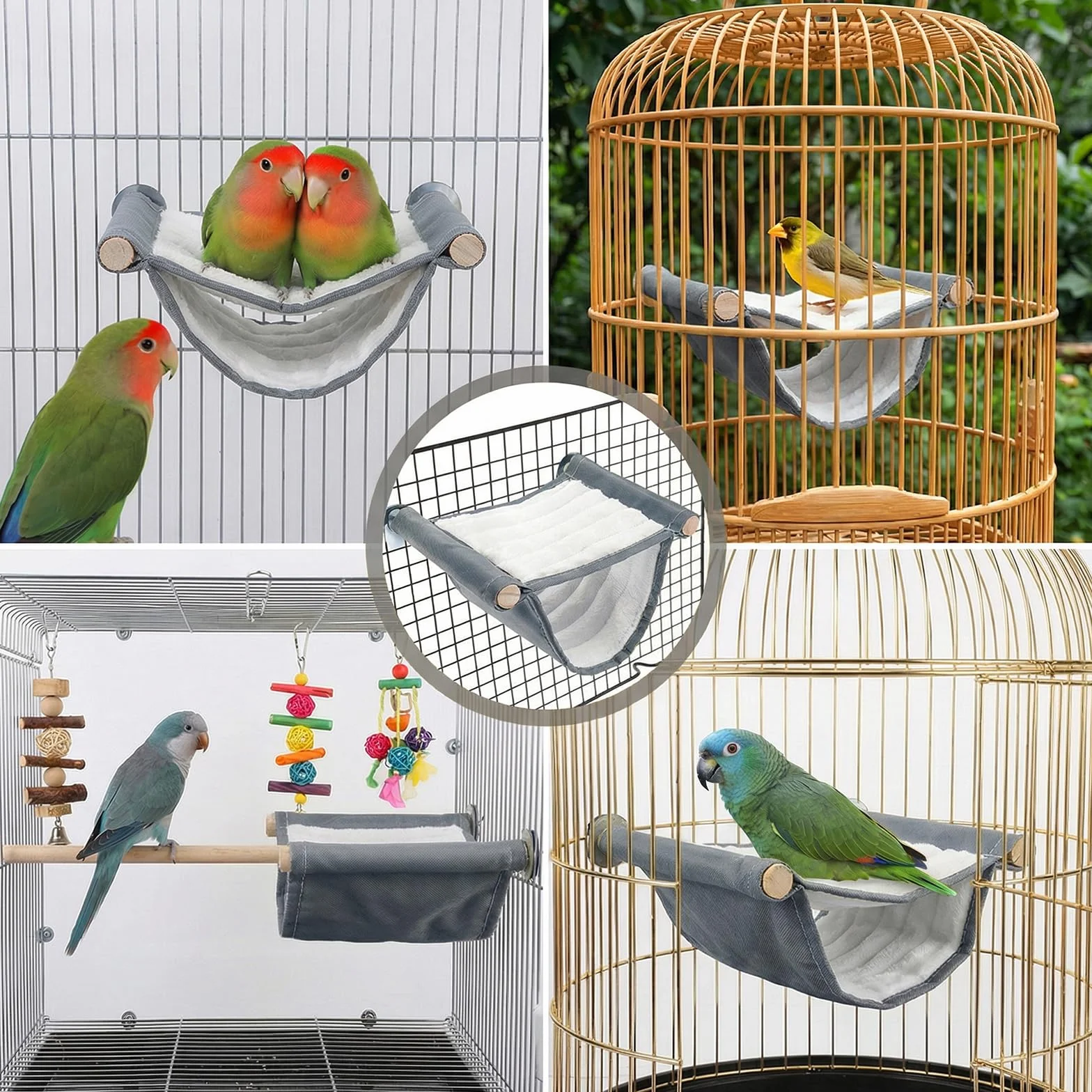 Bremorou Hamac pour oiseaux - Lit superposé - Nid d'oiseau - Maison, grottes, niches à oiseaux, cage suspendue, tente, perruche - Accessoires