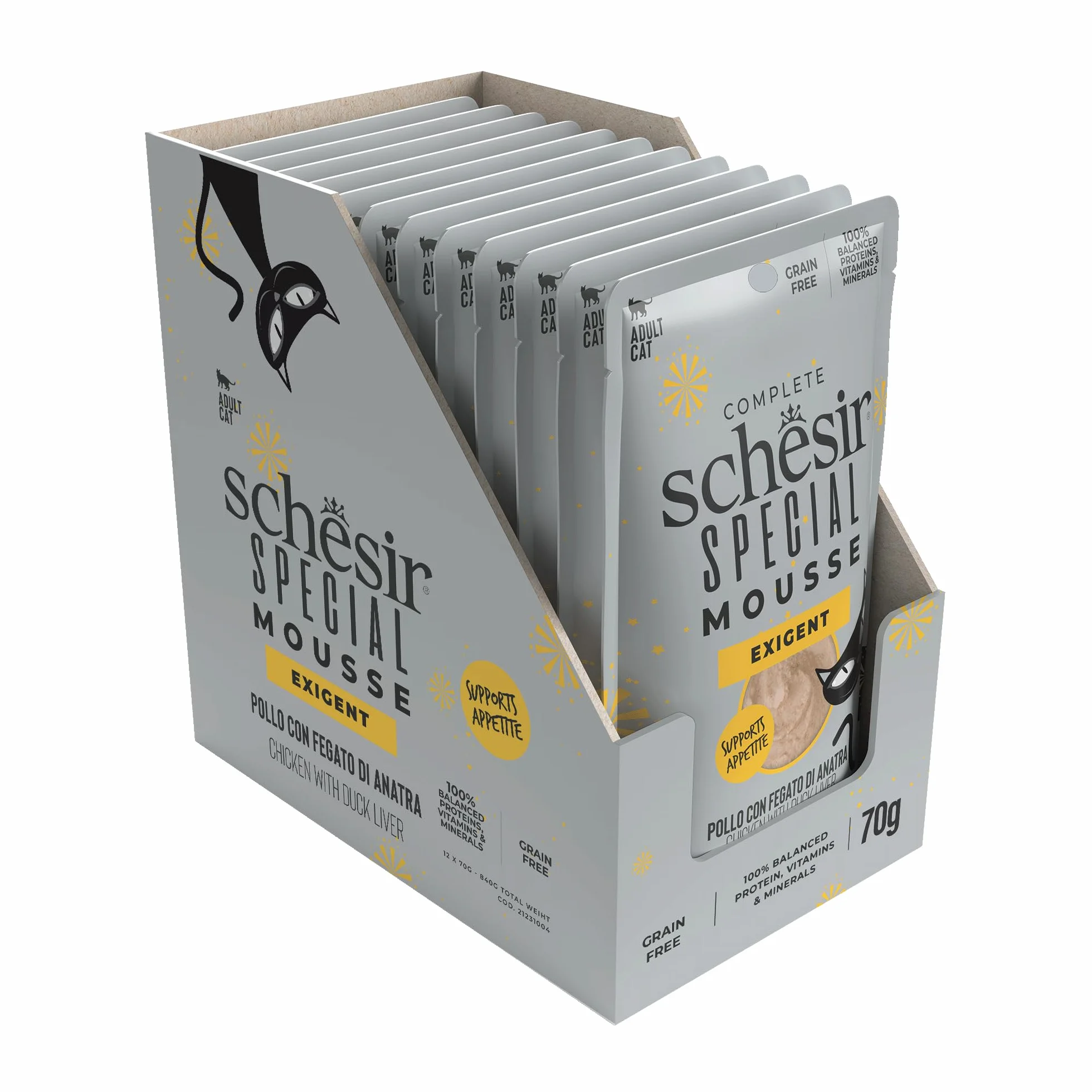 Schesir Special Exigent Alimentation complète pour Chats exigeants Poitrine 12 x 70 g