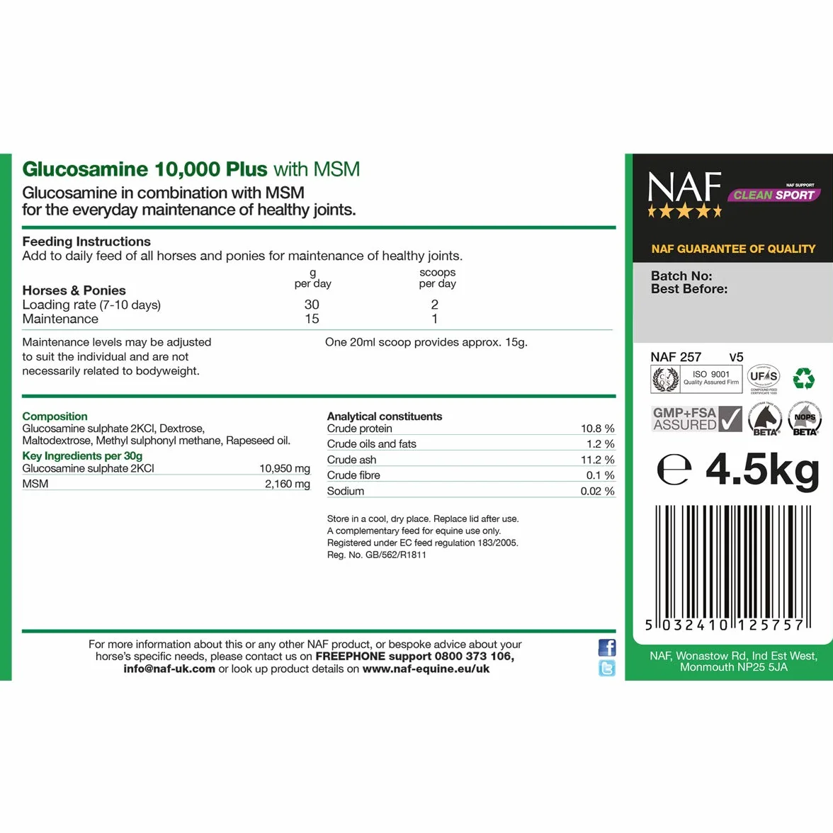 NAF Glucosamine 10000 Plus 4,5 kg