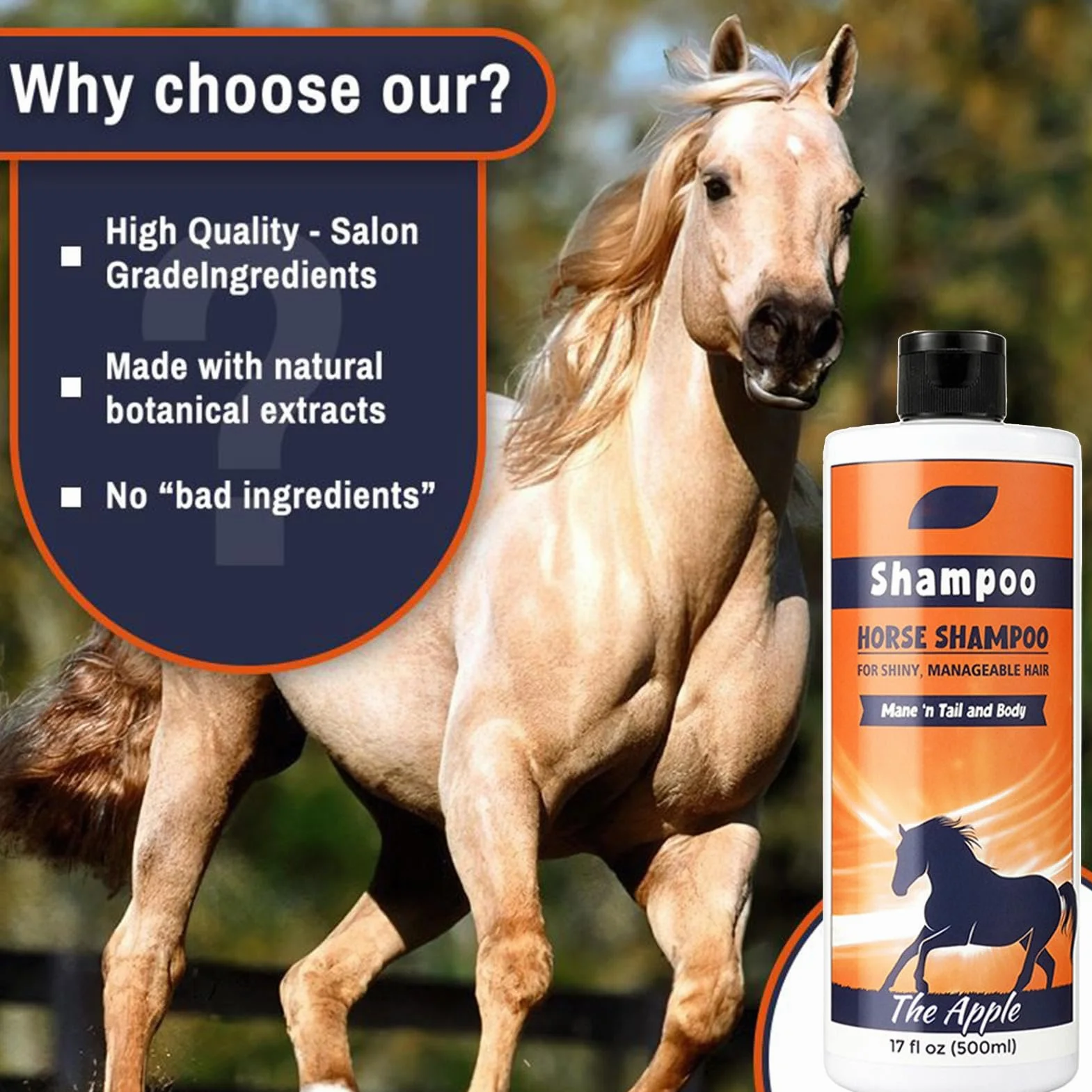 Shampooing pour crinière et queue de cheval 500 ML - Nettoyant nourrissant pour manteau