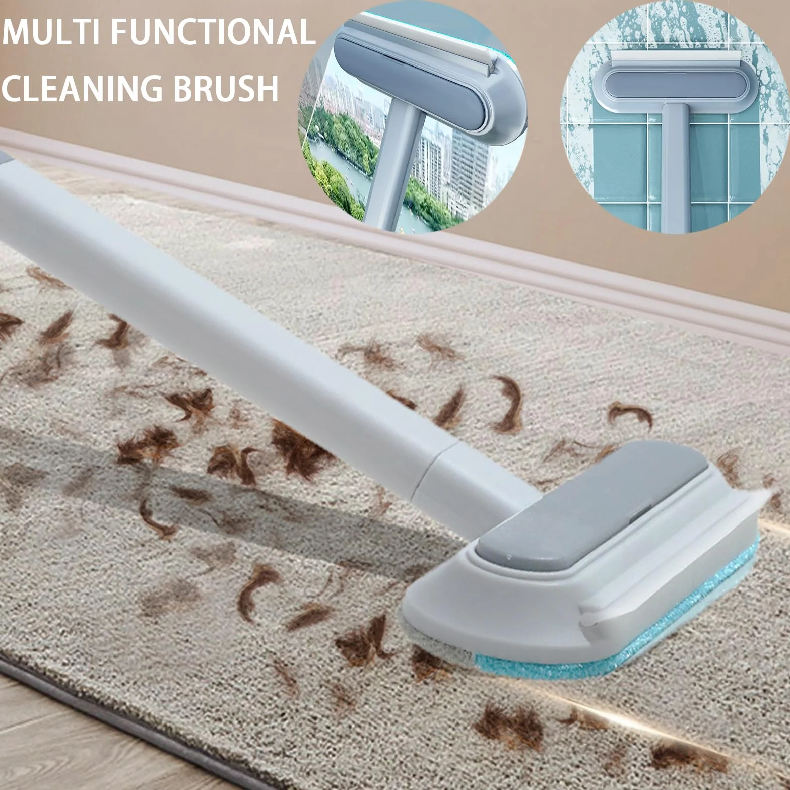 Brosse Anti-Peluches Électrostatique 4 en 1 pour Animaux de Compagnie Lot de 2 avec Tige d'extension