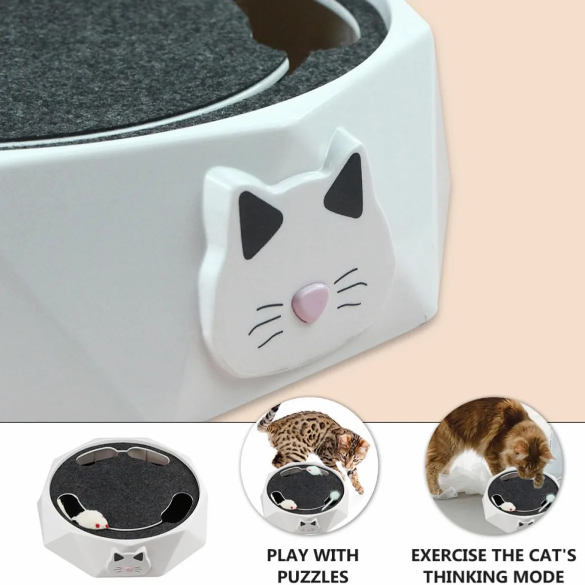 Alipis Électrique pour Chaton Souris Blanche Simulant L'expérience de Chasse et Mouvement de Fouissage, Interactif en Abs pour Exercice Intérieur