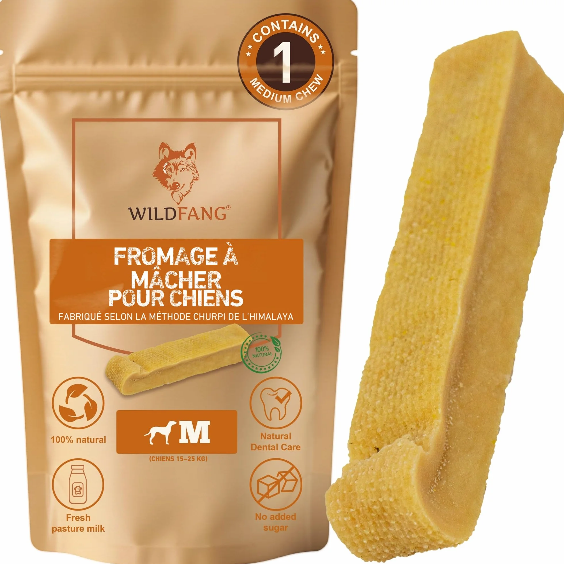 Fromage de Yak Jouet pour Chien à Mâcher M 72g – Bâtonnet Dentaire Dureté Fromage de l'Himalaya Churpi Friandise d'Éducation