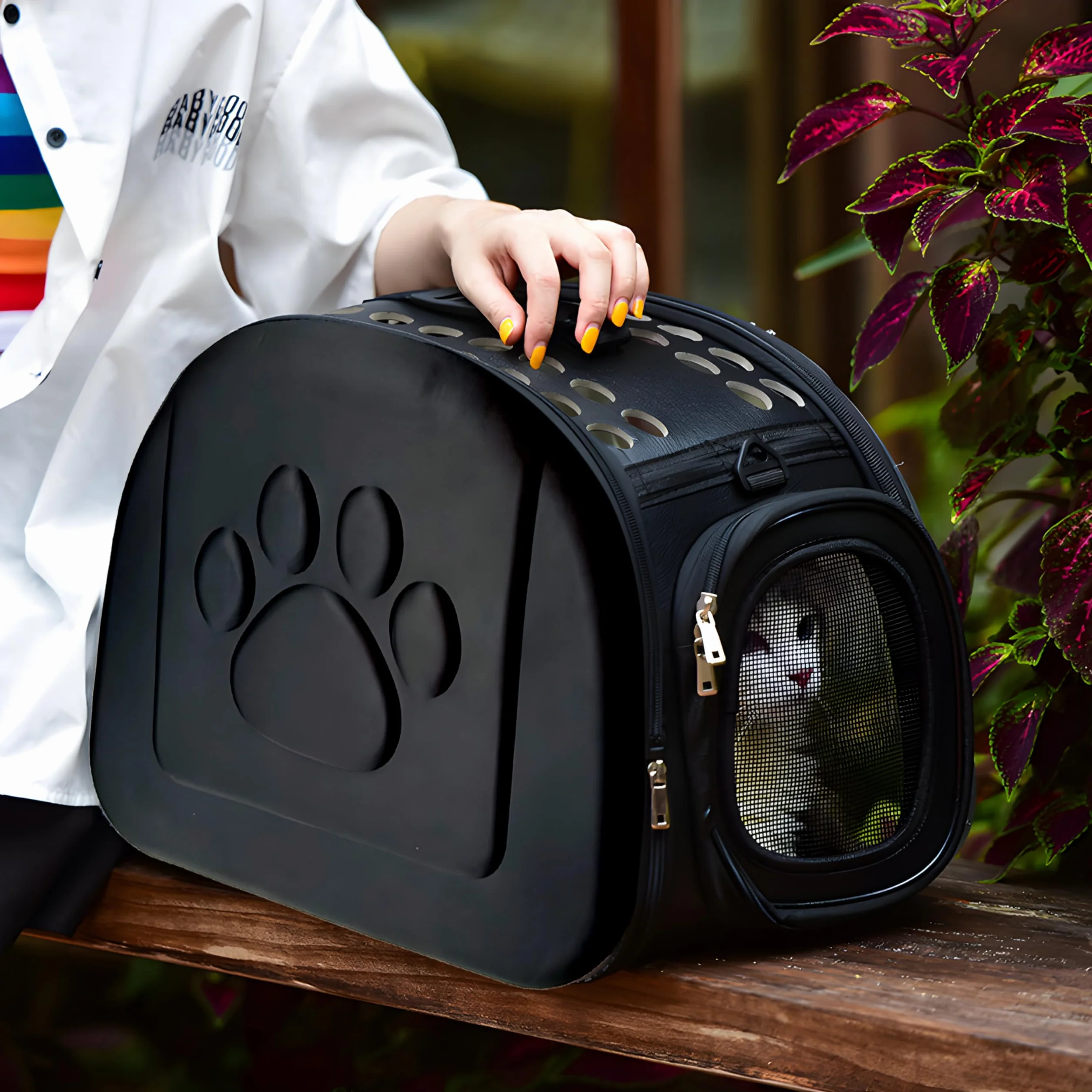 Retoo Sac de Transport 43x32x27 cm Pliable pour Chat Chien Petit - Cage Transport Chaton Chiot Lapin Noir