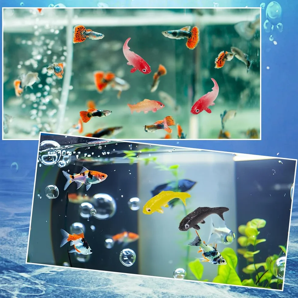 CREATCABIN Figurine Poisson Koi Miniature Plastique Ornements Décoration Réservoir Jardin