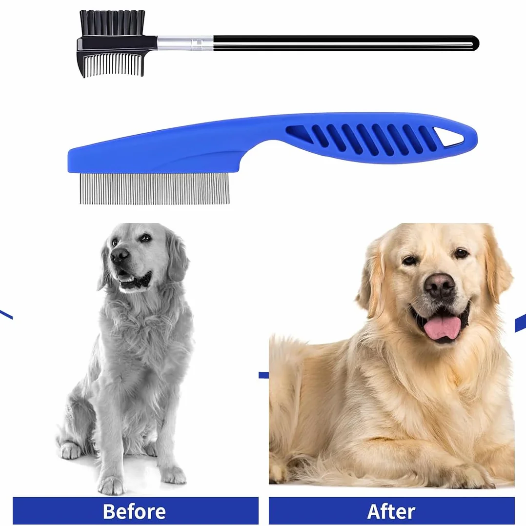 5 Pièces peignes anti-puces en acier inoxydable avec dents arrondies pour chats et chats, Peigne anti puces pour chat, peigne à poils épais, peigne à dents fines pour chien et chat
