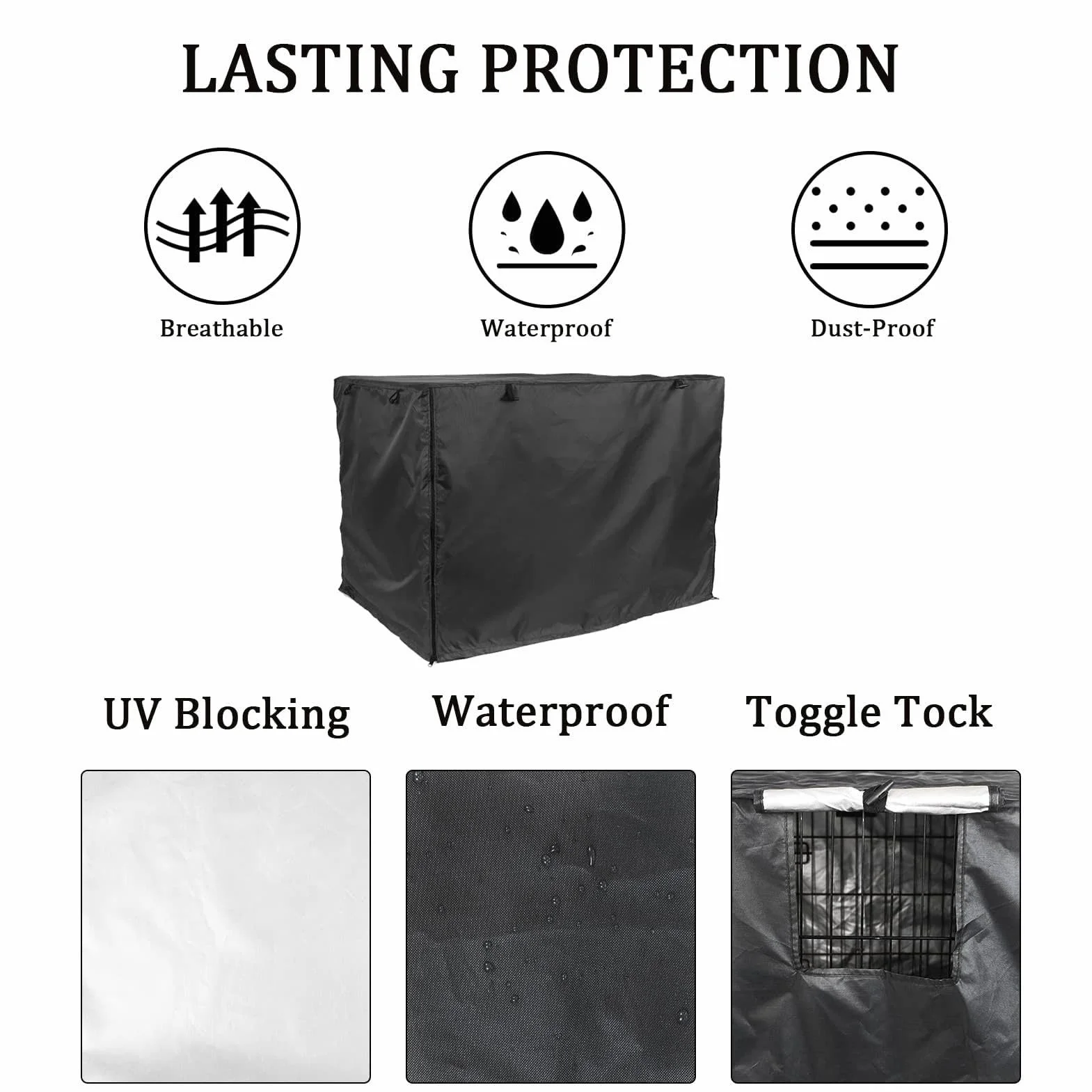 Housse de Cage pour Chien Imperméable 107×72×77 cm Protection Intérieure et Extérieure