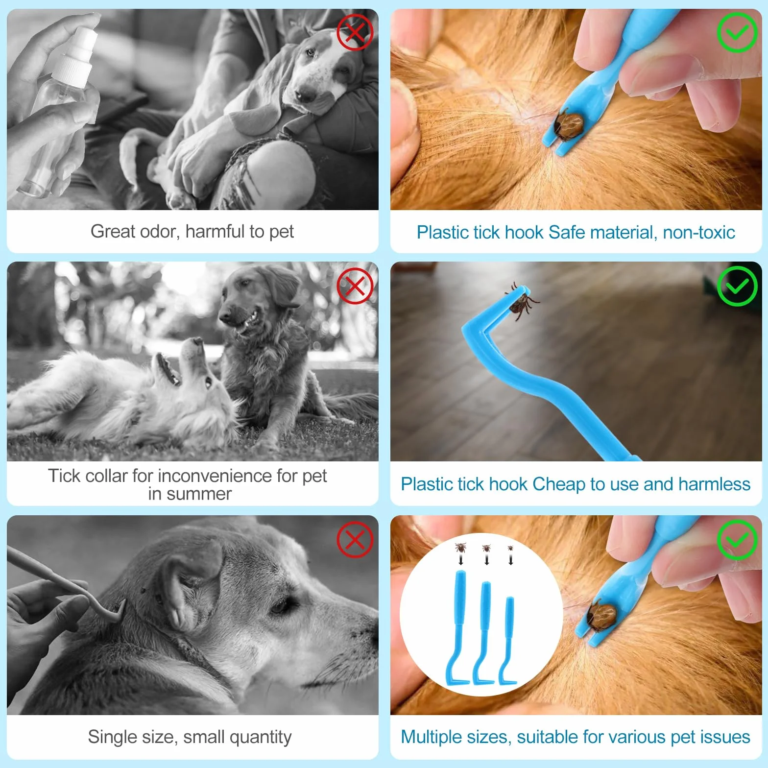 VFANDV Tire Tique pour Chiens, 3 Tailles Set Tire Tique, Crochet à Tiques, Pince à Tiques, Parfait pour Tout Kit d'urgence Tiques, Retireur de Tiques Fiable pour Chiens, Chats, Chevaux et Hommes