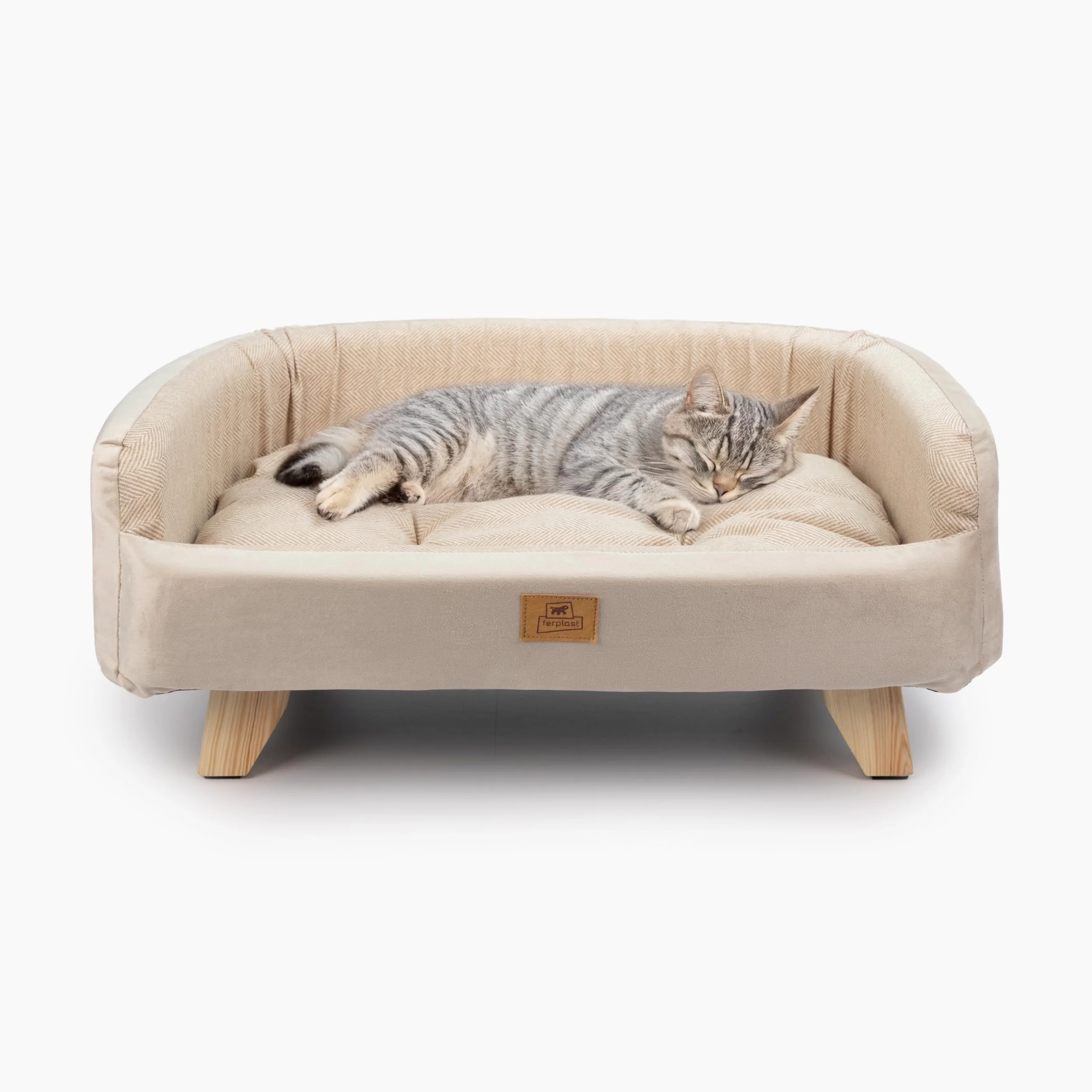 Ferplast Niche pour Chien et Chat en Bois certifiée FSC® avec Coussin Moelleux, Style, Confort et durabilité, 62 x 45 xh 26 cm.
