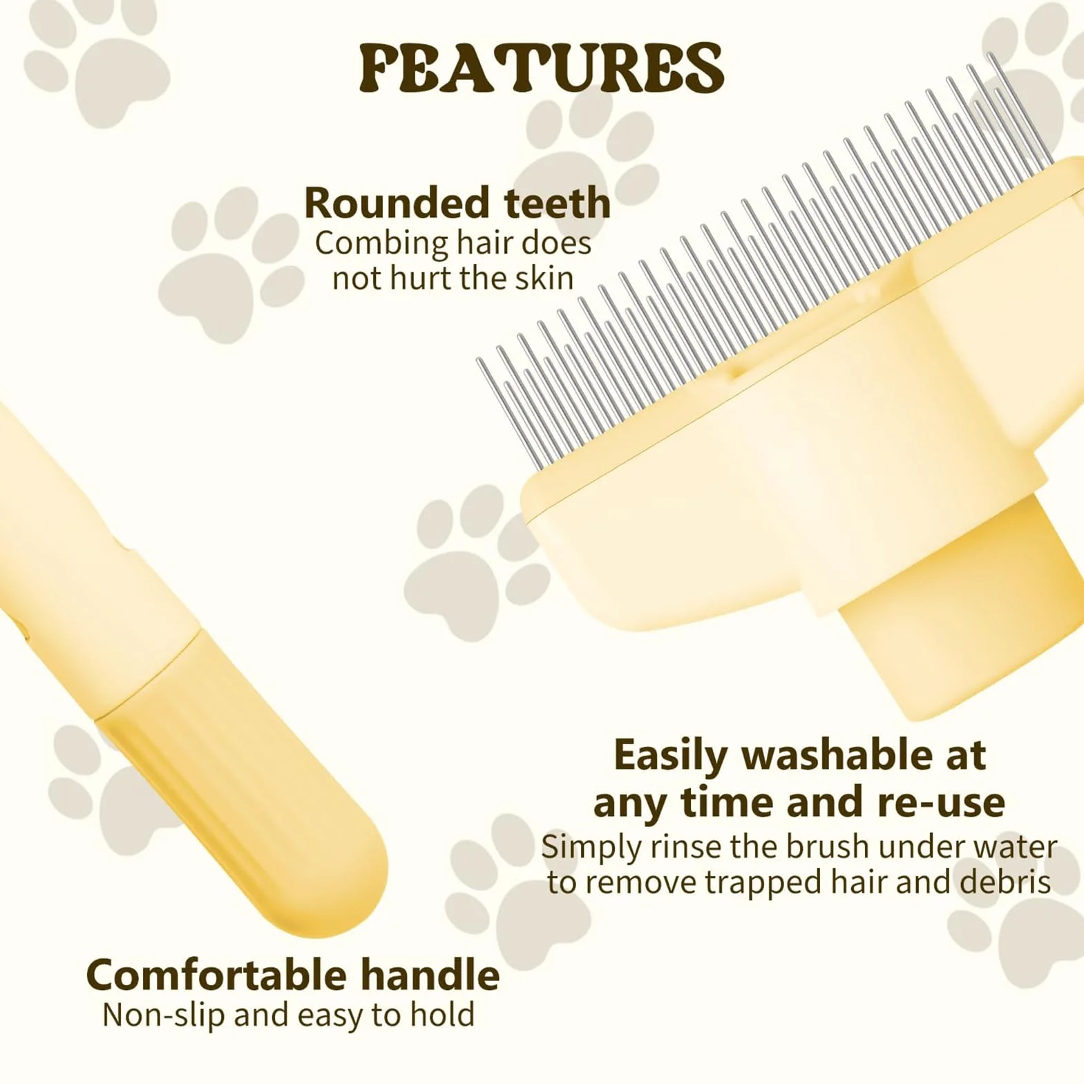 Peigne Chat|2 Pack Brosse Poils Animaux Autonettoyante Pour Poils, Peigne Anti Puces Pour Chat Avec Bouton De Déverrouillage, Brosse de Toilettage Pour Convient Aux Poils Longs Et Courts (Vert+Jaune)