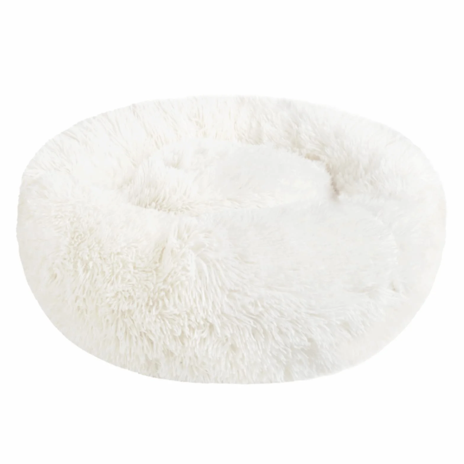 Coussin Anti Stress Apaisant pour Chat Chien Moelleux Rond Donut Lit Confortable Lavable Blanc S
