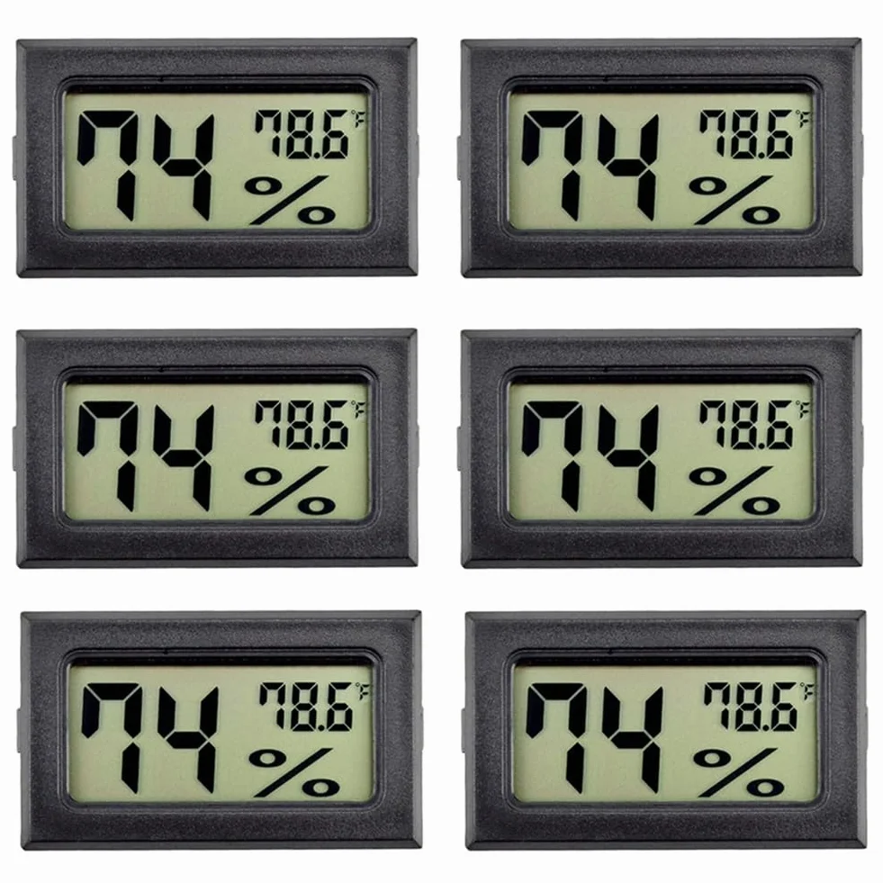 6Pcs thermomètres numériques d'intérieur, Mini hygromètre, Thermomètre numérique Humidité avec (℉), Incubateur, Thermomètre d'intérieur pour serre, jardin