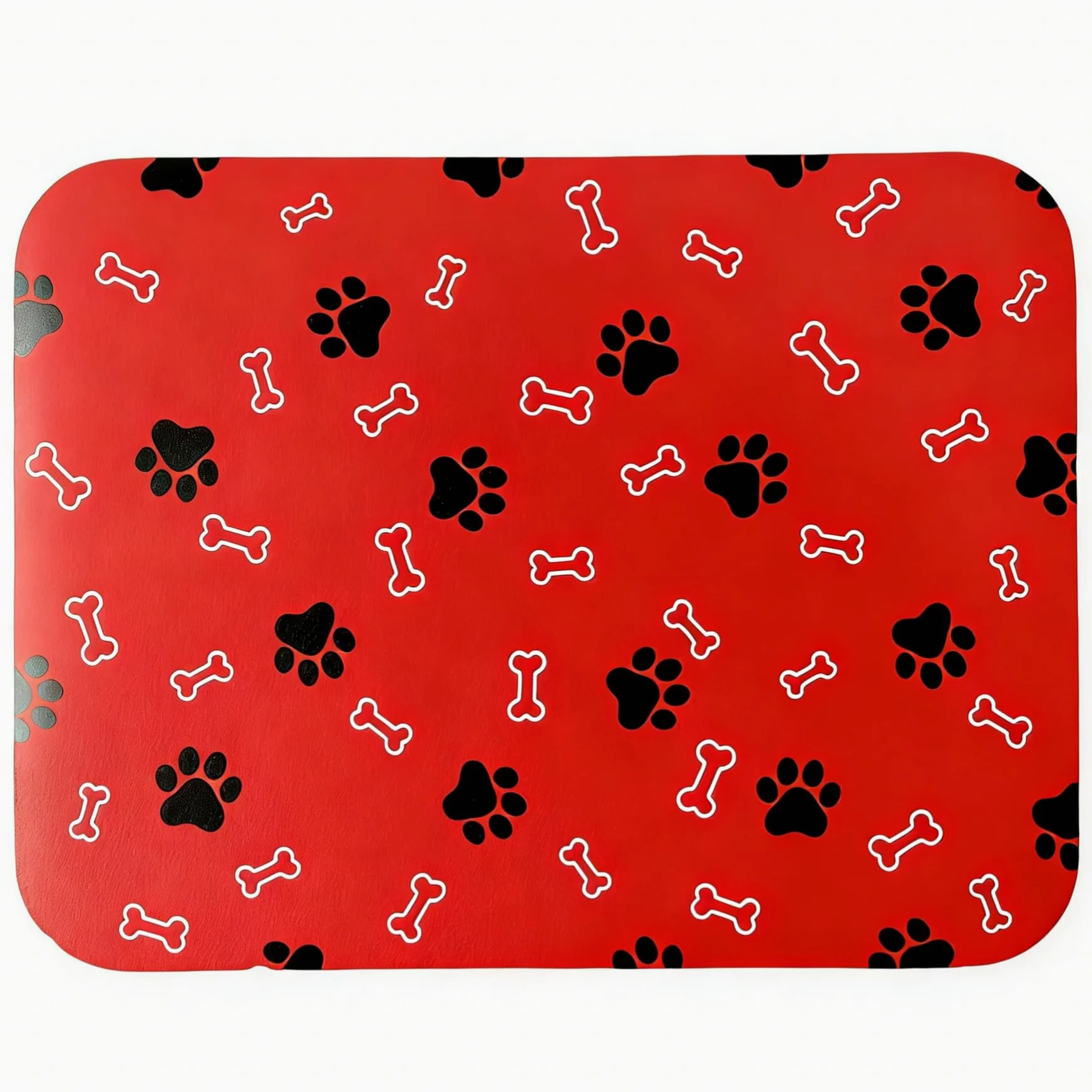 Tapis de nourriture antidérapant pour chien et chat - Séchage rapide - Absorbant - 46 x 30 cm - Rouge