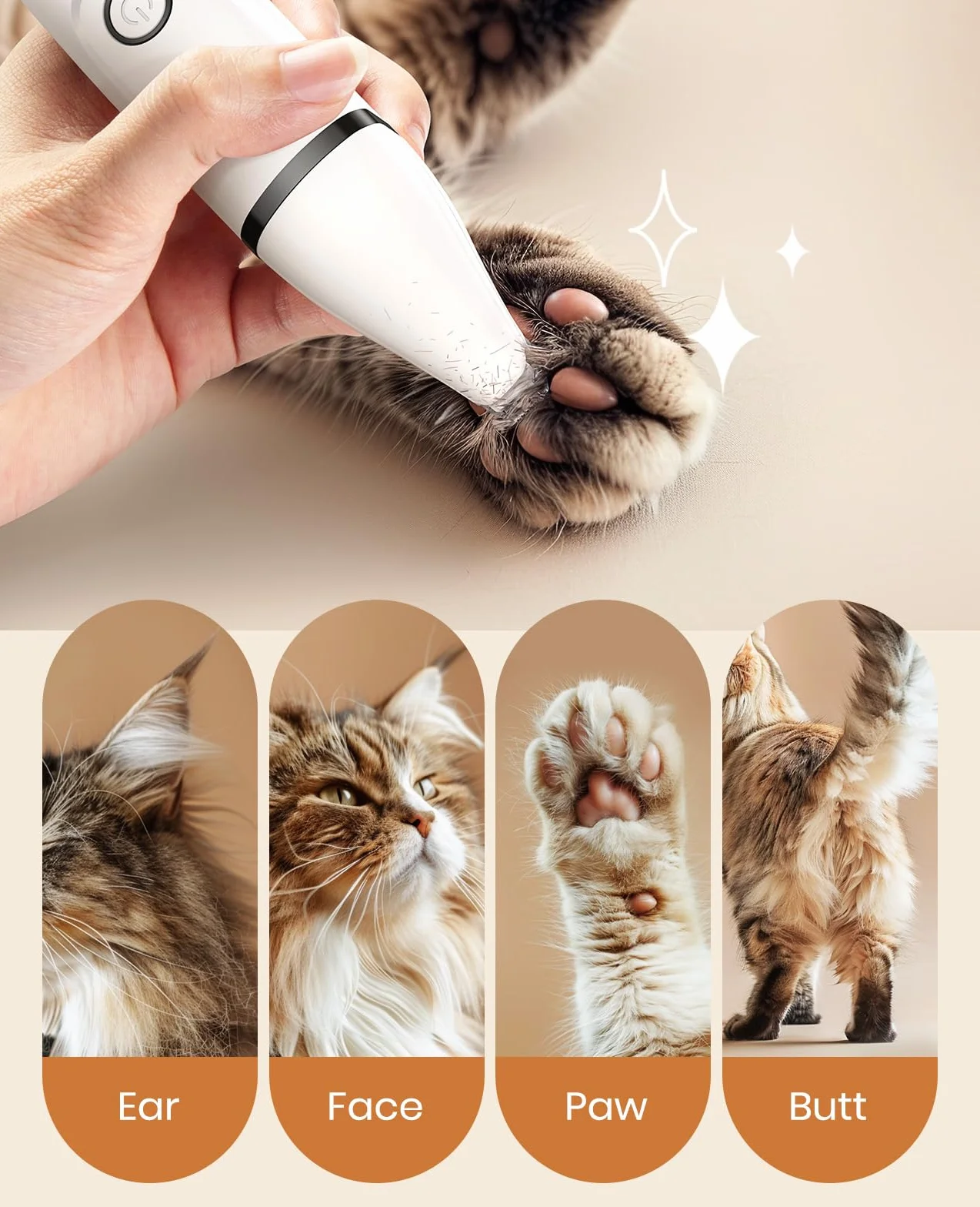 oneisall Tondeuse silencieuse 3 en 1 pour chien et chat - Dingleberry (blanc)