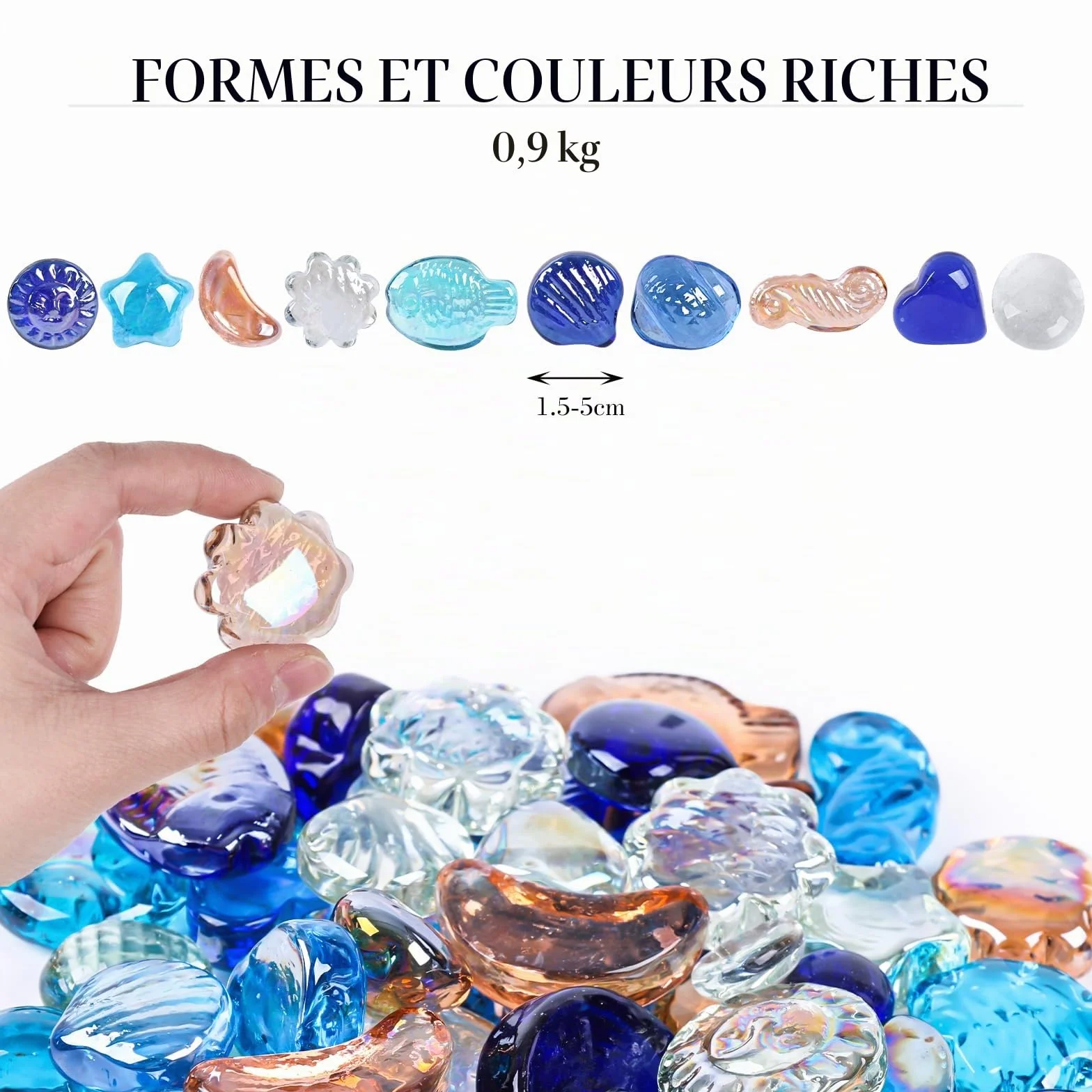 Pierres de Verre Colorées 910 g, Galets Décoratifs pour Vases Plantes Mariages Aquariums
