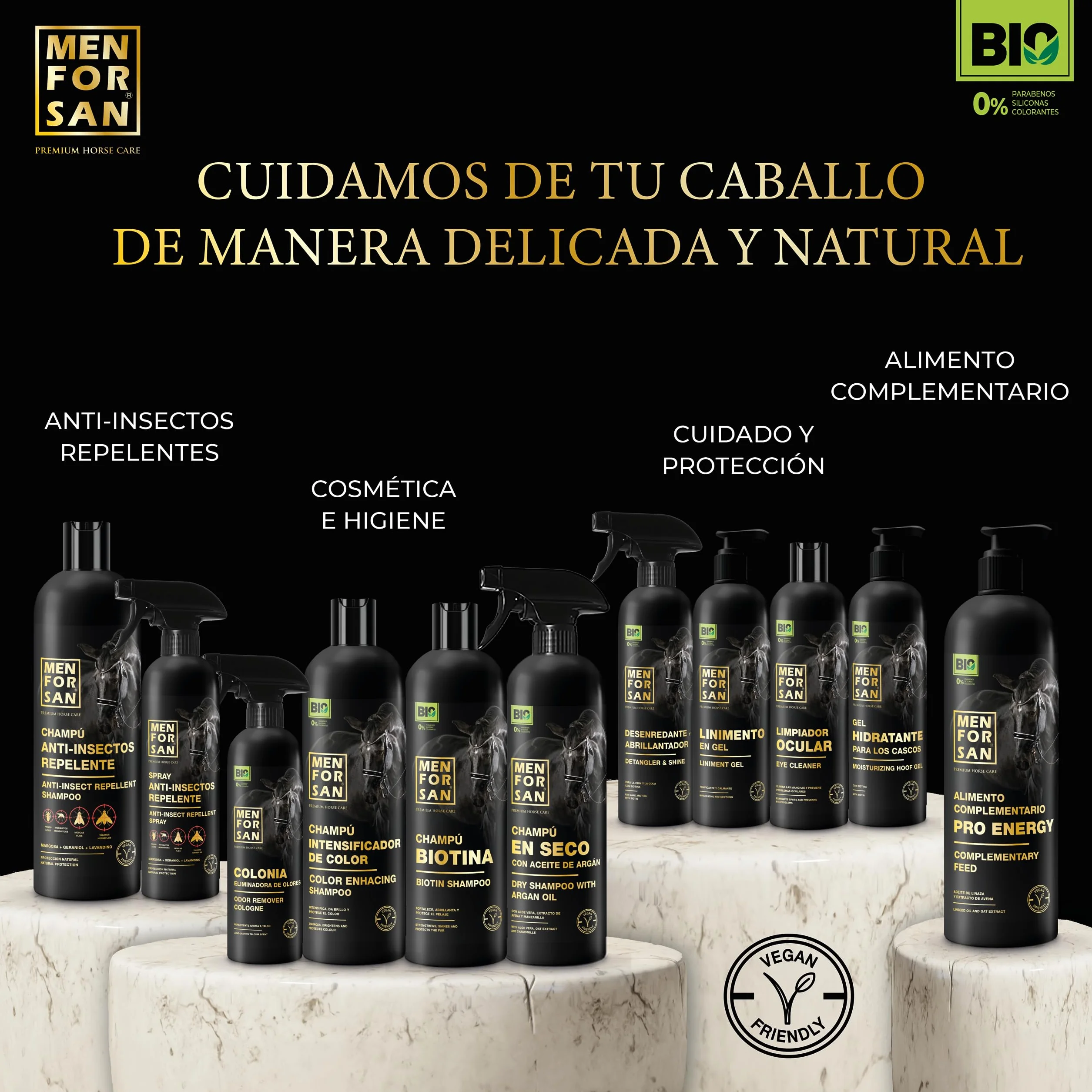 MENFORSAN Gel Liniment pour Chevaux 500ml Apaise Muscles Vegan Natural Premium Horse Care