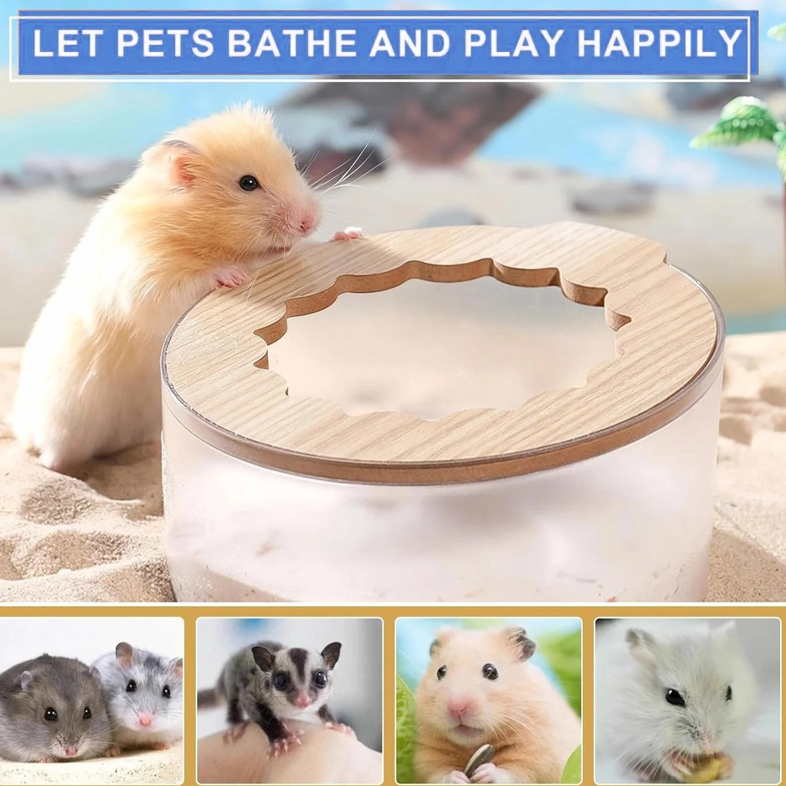 Bain de Sable Hamster Transparente Maison de Toilette pour Hamsters, Gerbille, Chinchilla, Hérisson (14x9cm)