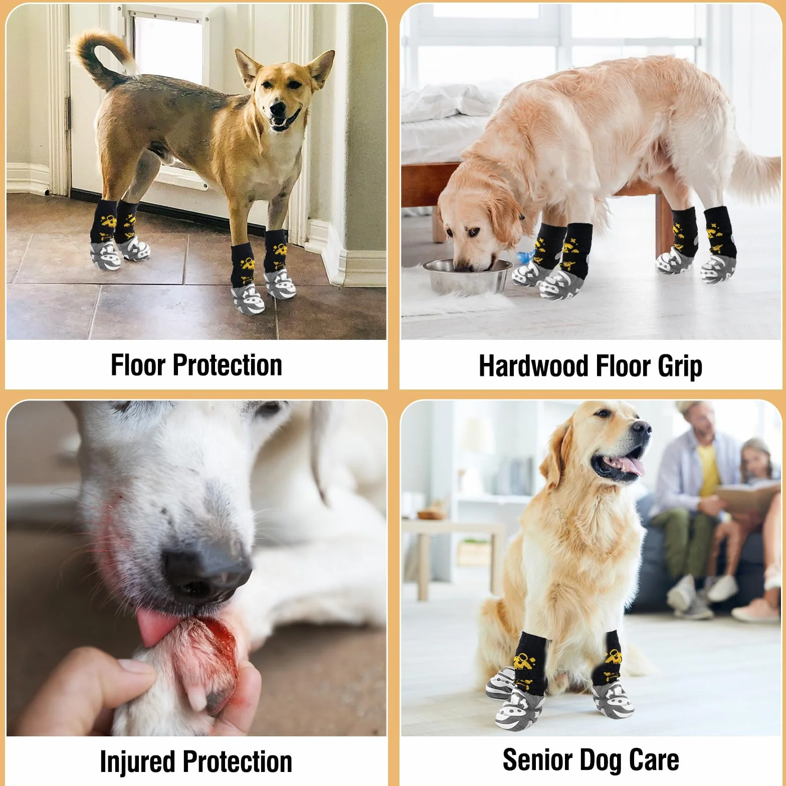 Chaussettes antidérapantes pour Chien avec Double Face, Protection Pattes, Contrôle Traction Sols Bois Dur (S)