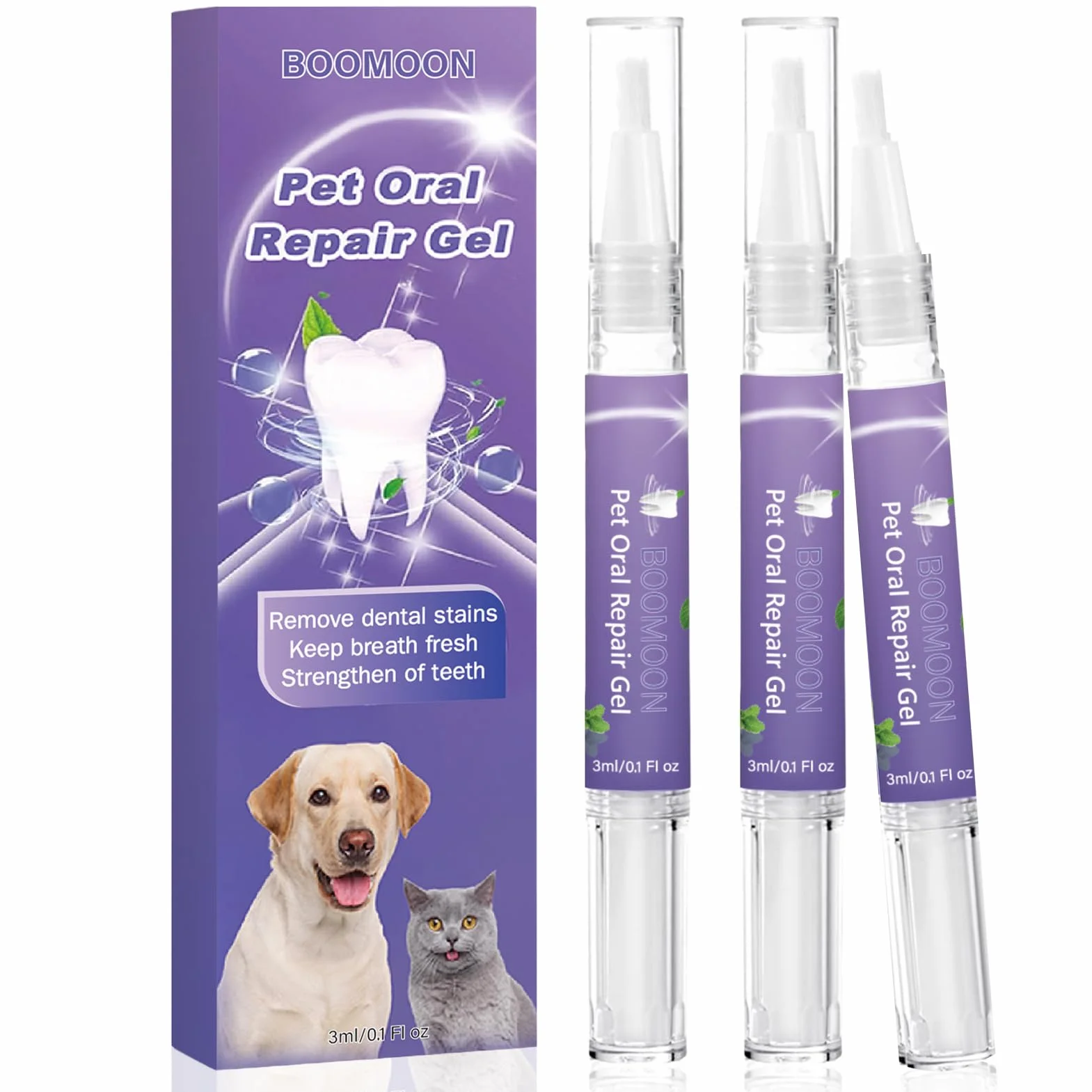 Gel réparateur oral Pet 3PCS pour éliminer la mauvaise haleine et lutter contre le tartre
