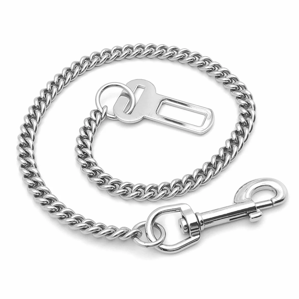 Ceinture de sécurité en chaîne en acier inoxydable 304, convient aux chats, chiens et autres animaux de compagnie, 60 cm, fabriquée en acier inoxydable 304