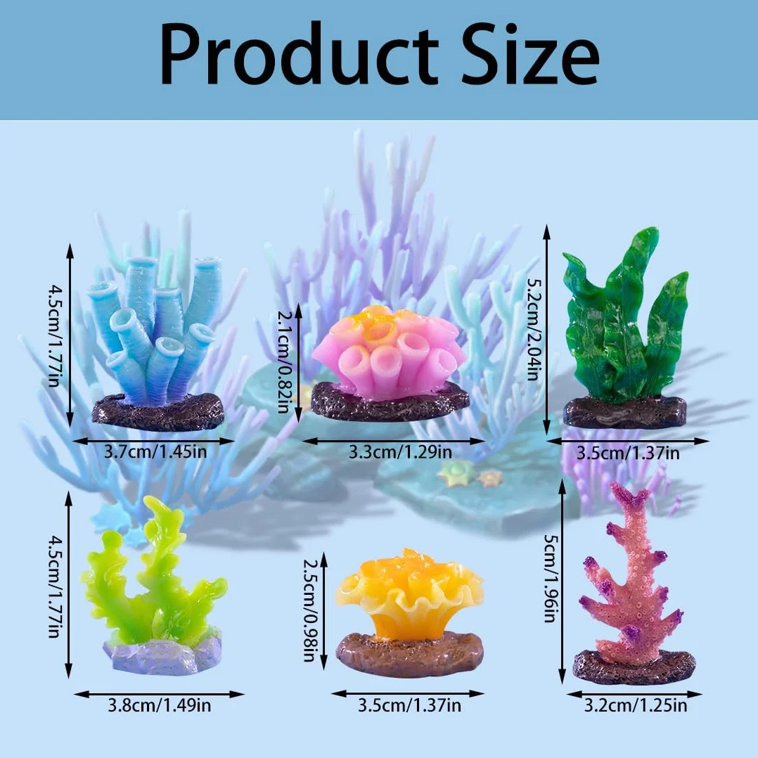 Décorations d'aquarium Corail Artificiel 6 Pièces Plantes Aquatiques