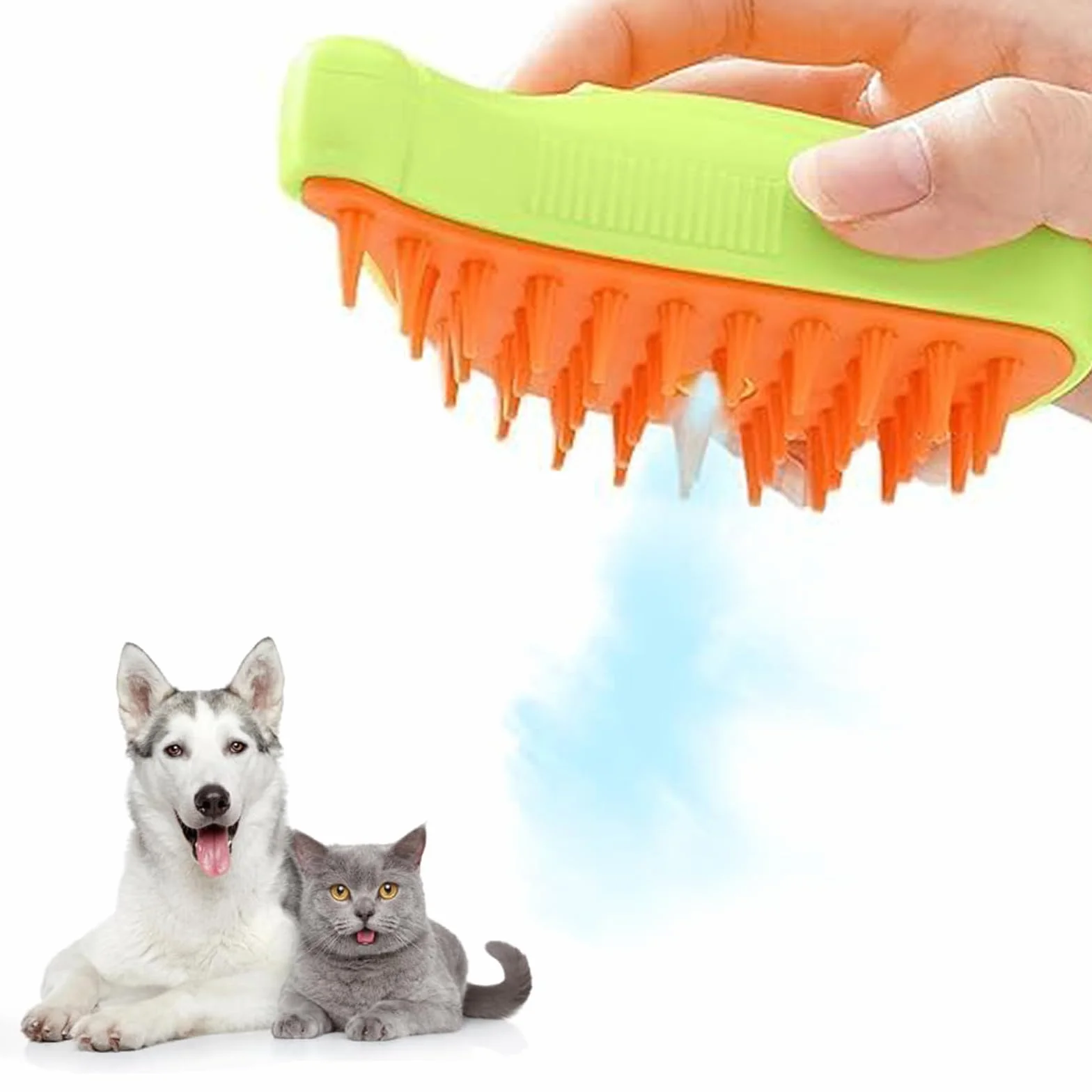 Brosse Chien Chat à Vapeur 3 En 1 Rechargeable Peigne de Massage pour Poils Emmêlés