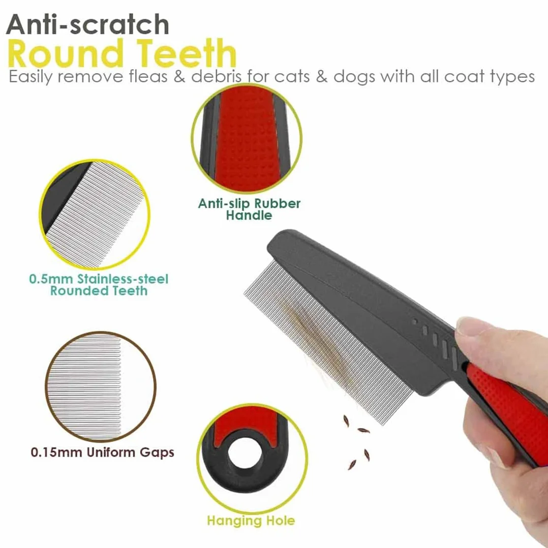PetPäl Peigne antiparasitaire pour chien & chat - efficace puces poux poussière professionnel durable