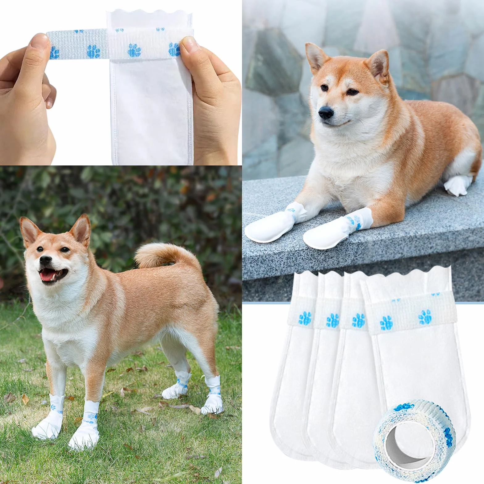 Chaussettes Jetables pour Chiens 60 Pièces, Chaussures Antidérapant, Bottes Imperméables Protection Pattes