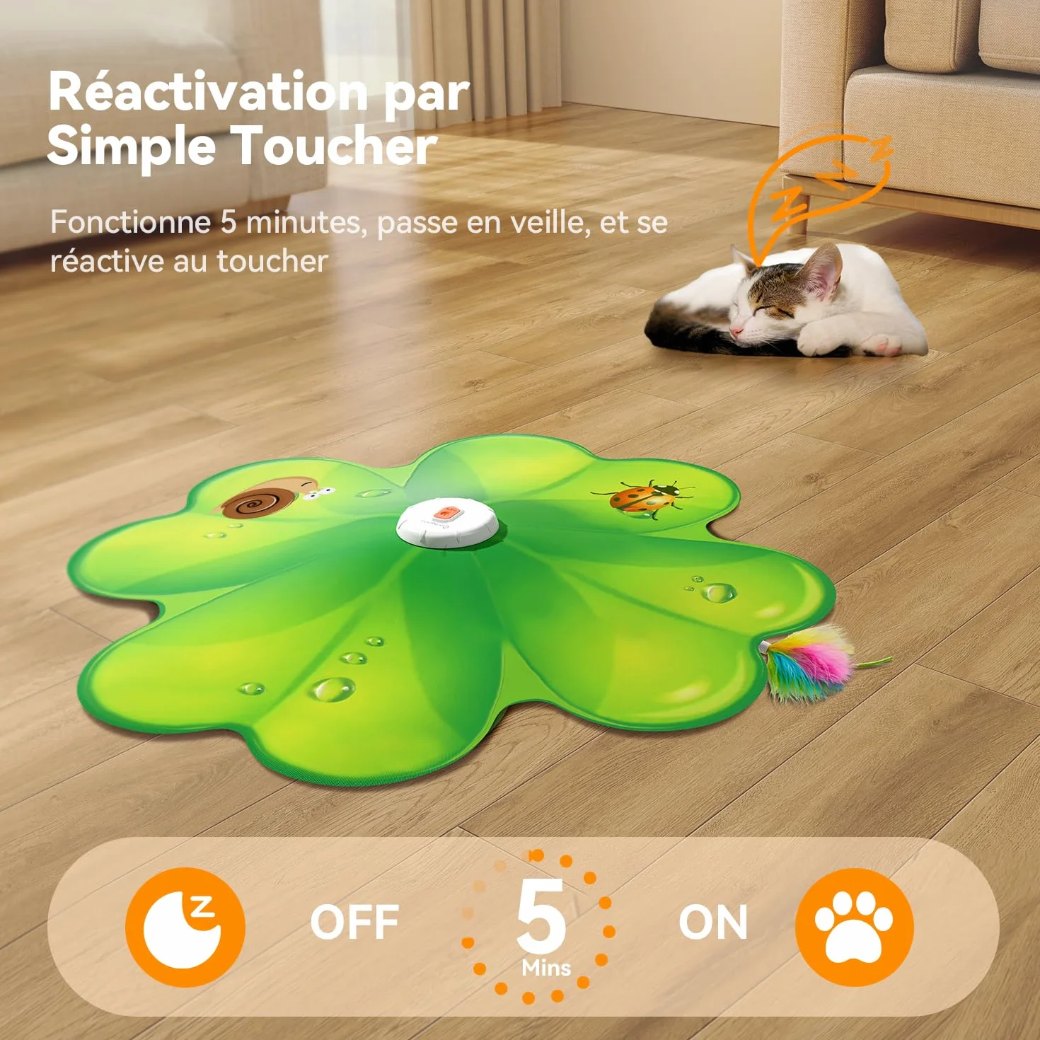 FEELNEEDY Jouet Chat Interactif Rechargeable avec Point Rouge LED et Plumes Mobiles Dissimulées