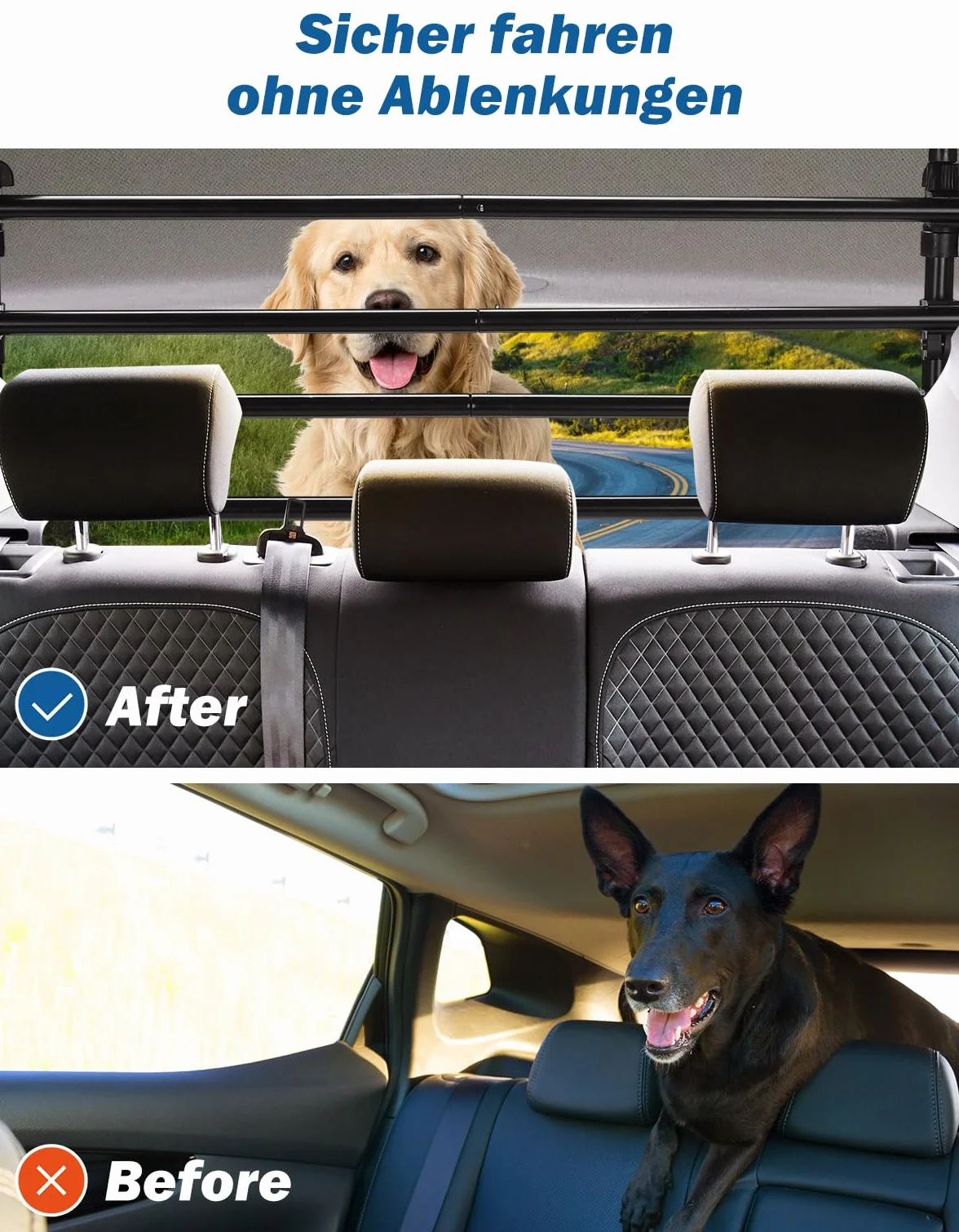JOYTUTUS Barrière de Sécurité Voiture Chien Réglable 32-46cm 82-140cm Métal Renforcé SUV