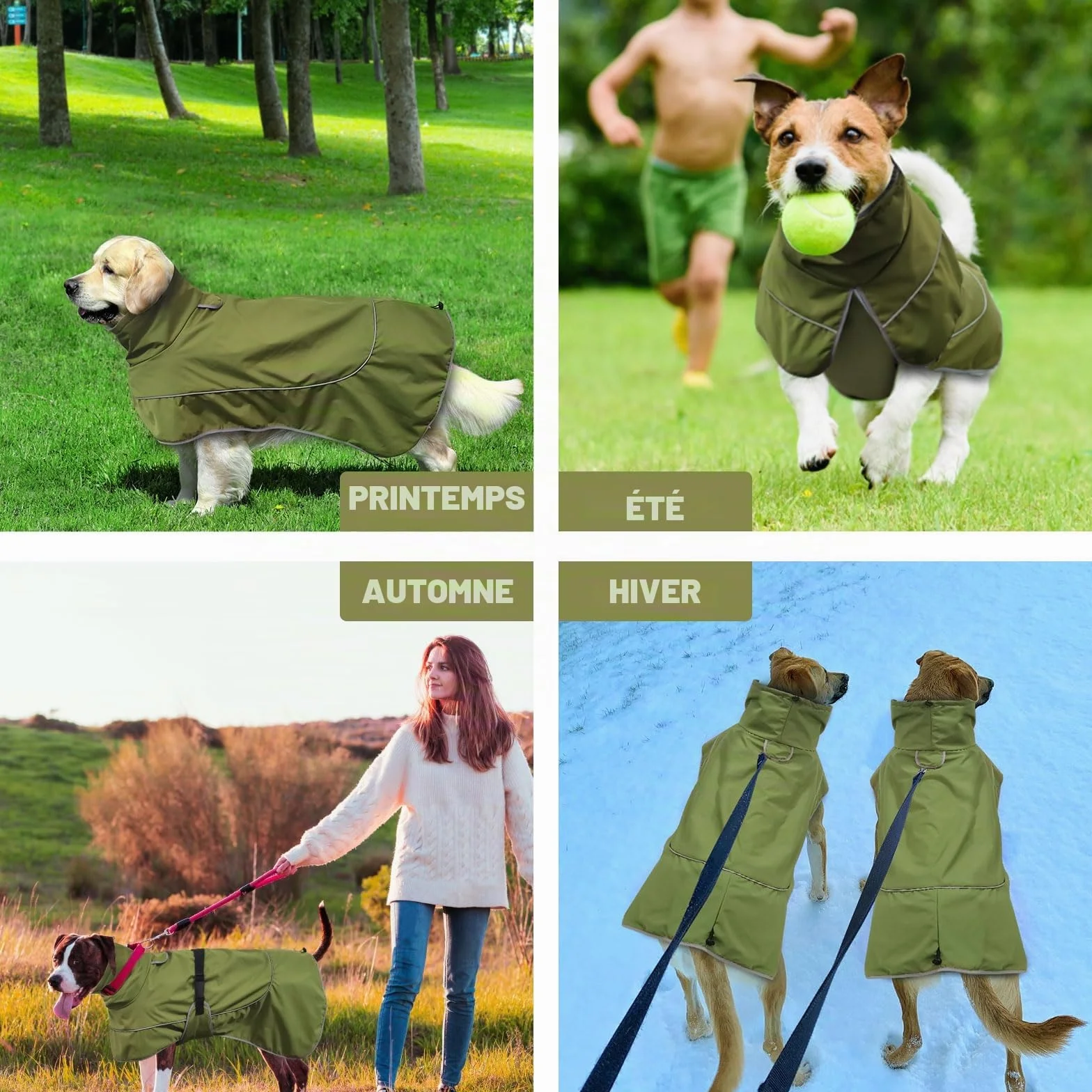 Imperméable Manteau Chien Hiver - Manteau Réfléchissante Ajustable pour Chien - Protection Confortable pour Activités Extérieures (L)