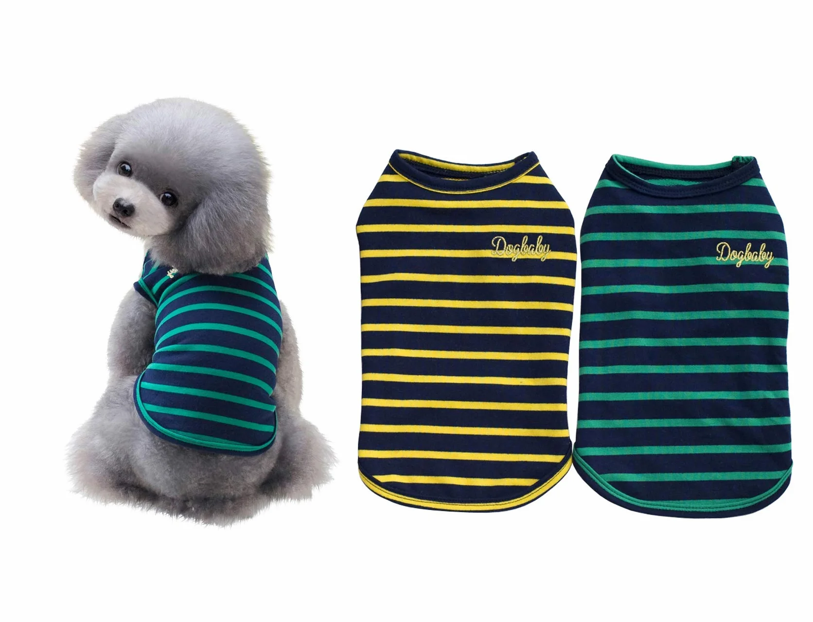 Lot de 2 Chemises en Coton à Rayures pour Chien T-Shirts pour Chiot Débardeur pour Chat Respirant Extensible (S)