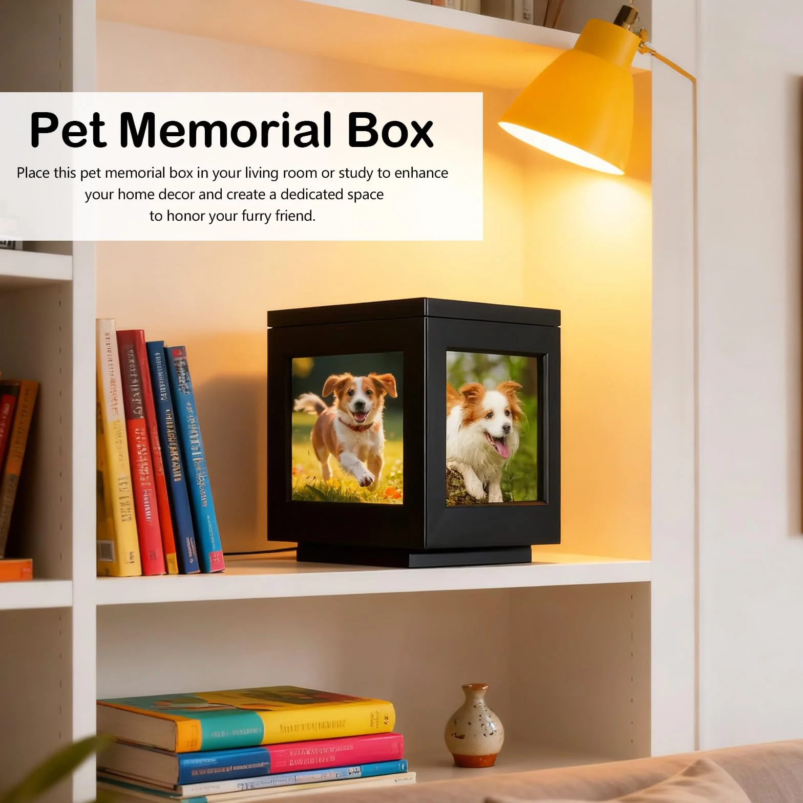 Urne Funéraire pour Chien en Bois avec Cadre Photo, Urne pour Animaux de Compagnie Commémorative Personnalisée