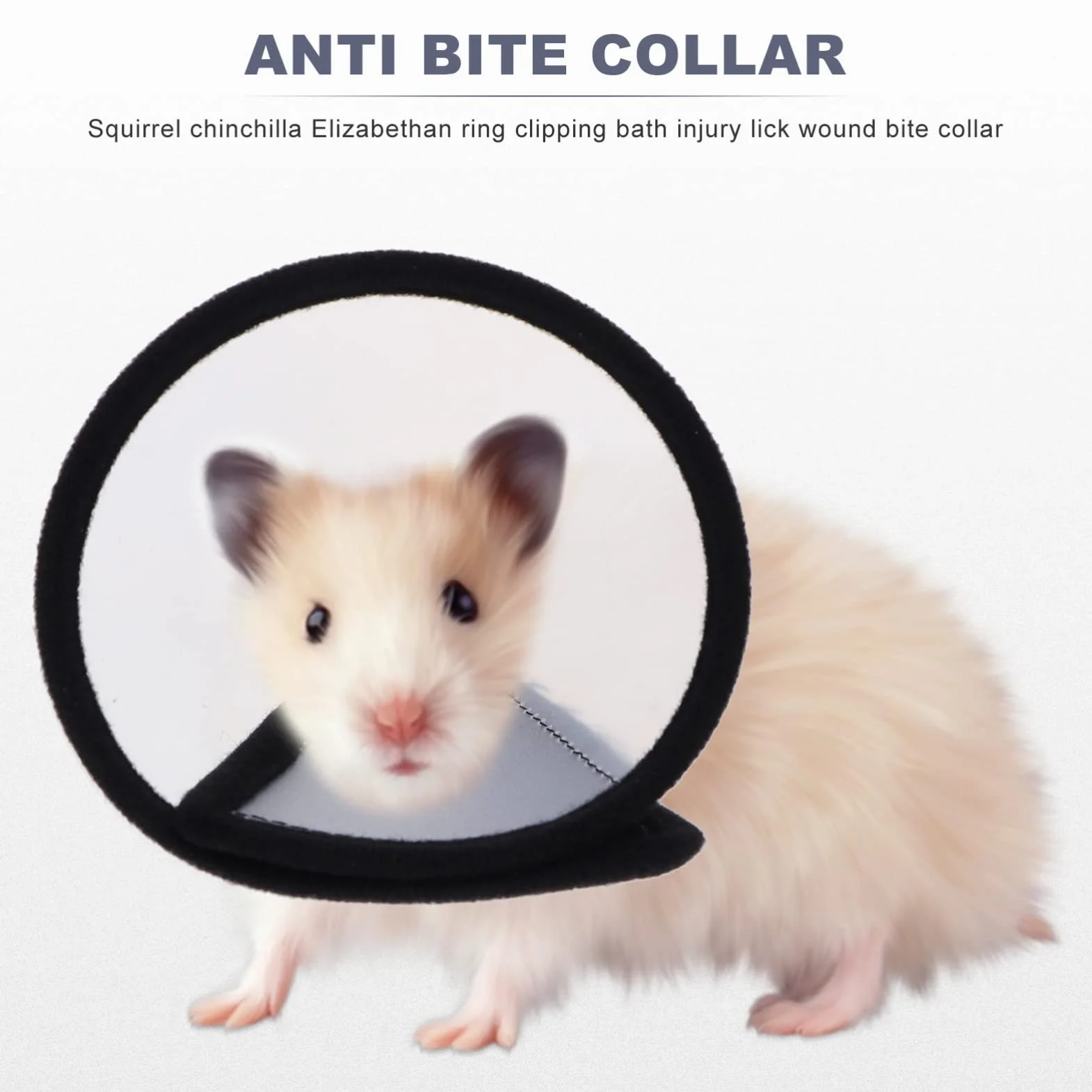 Mipcase Collier Anti-Léchage pour Hamster en Polaire et Plastique, 2 Pièces, Facile à Mettre et Enlever, Anneau de Protection Cou Irritabilité et Blessures