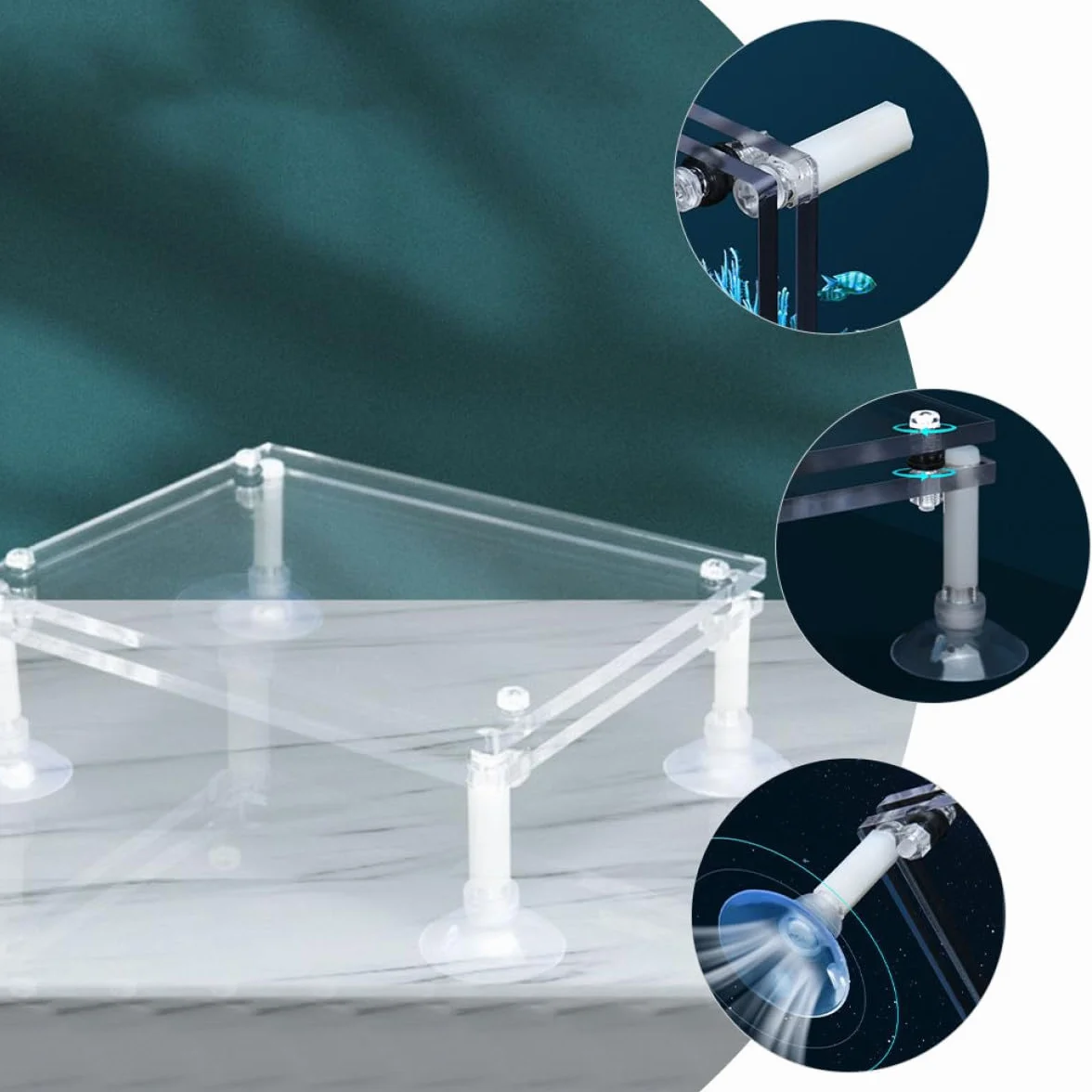 Hemobllo Support de Pompe Submersible en Acrylique Antichoc Ventouse, Support Surélevé pour Pompe à Eau D'aquarium, Accessoire pour Bassin de Poissons