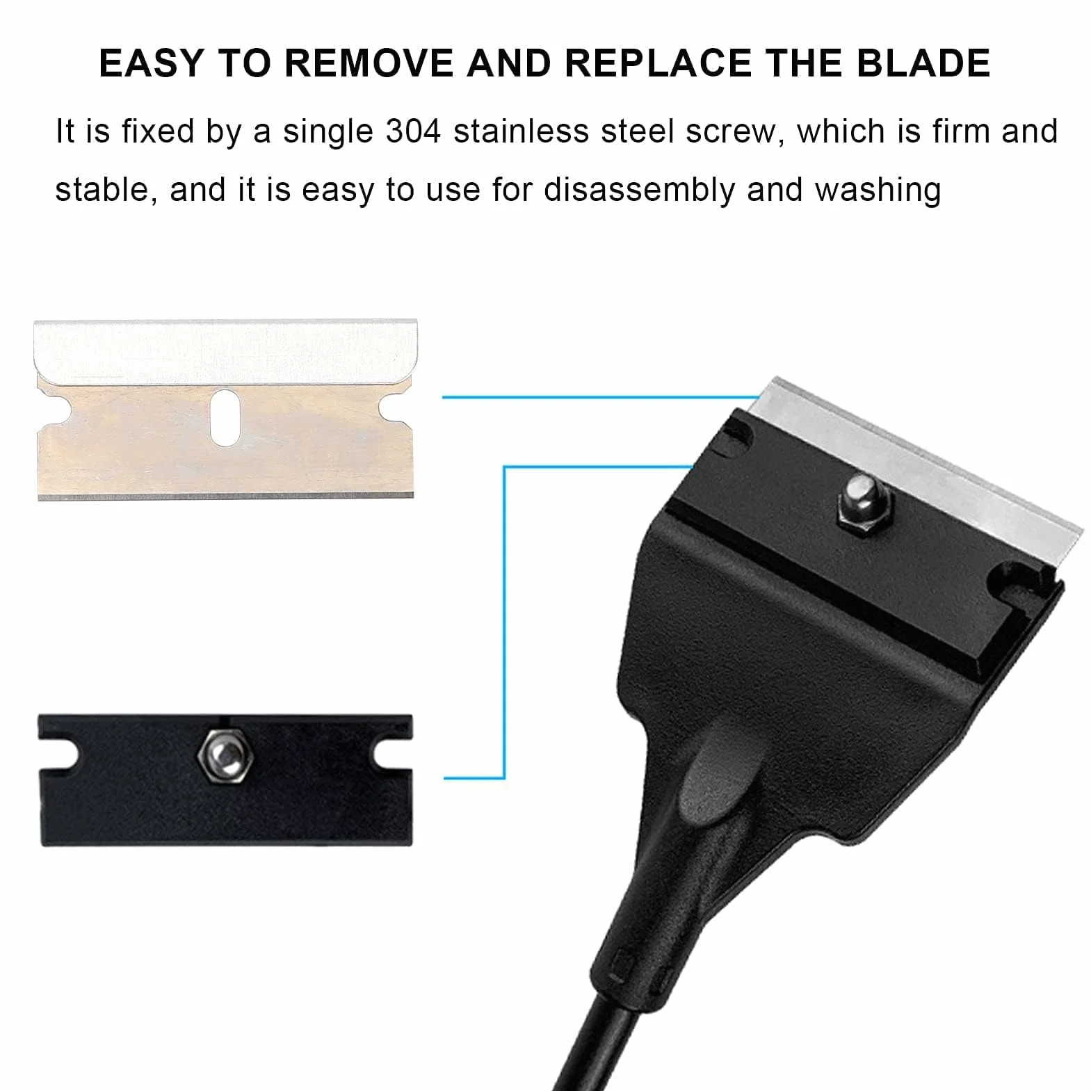 Grattoir à Algues pour Aquarium avec Manche Long, Nettoyeur de Verre avec Lames Remplaçables