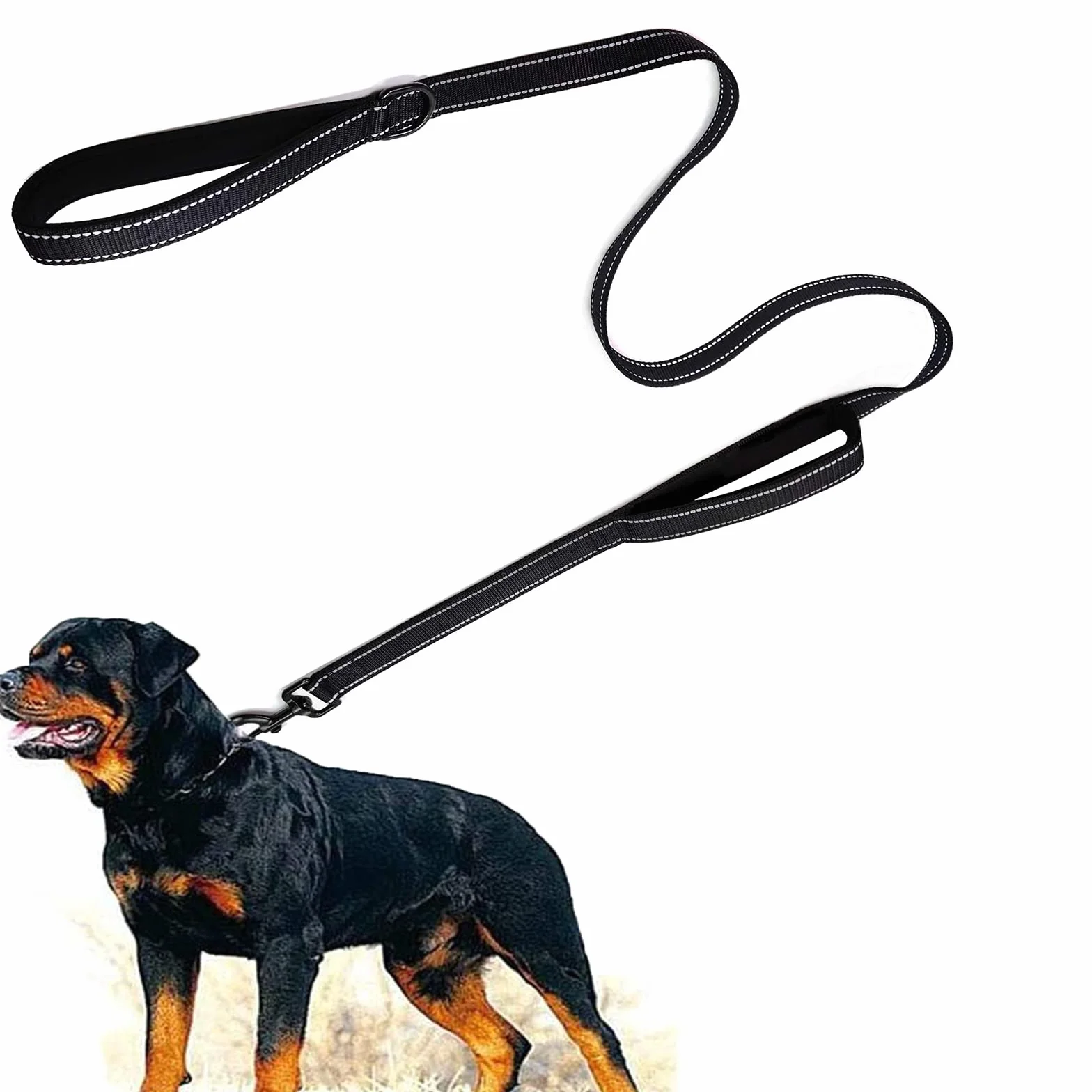 Laisse de Dressage à Double poignée 1,5 mètre Réfléchissante pour Chiens Grands et Moyens