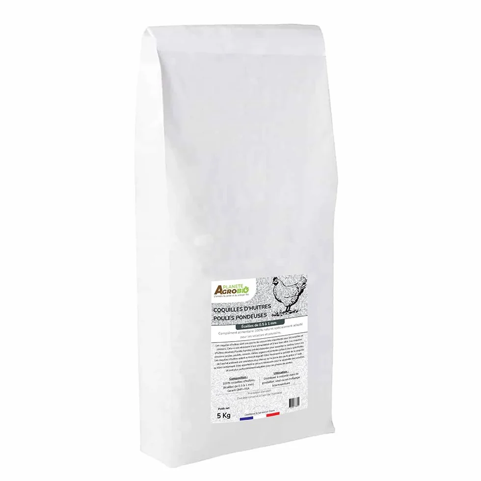 Coquilles d'Huîtres pour Poules Pondeuses broyage Fin 0,5-1 mm 5 Kg