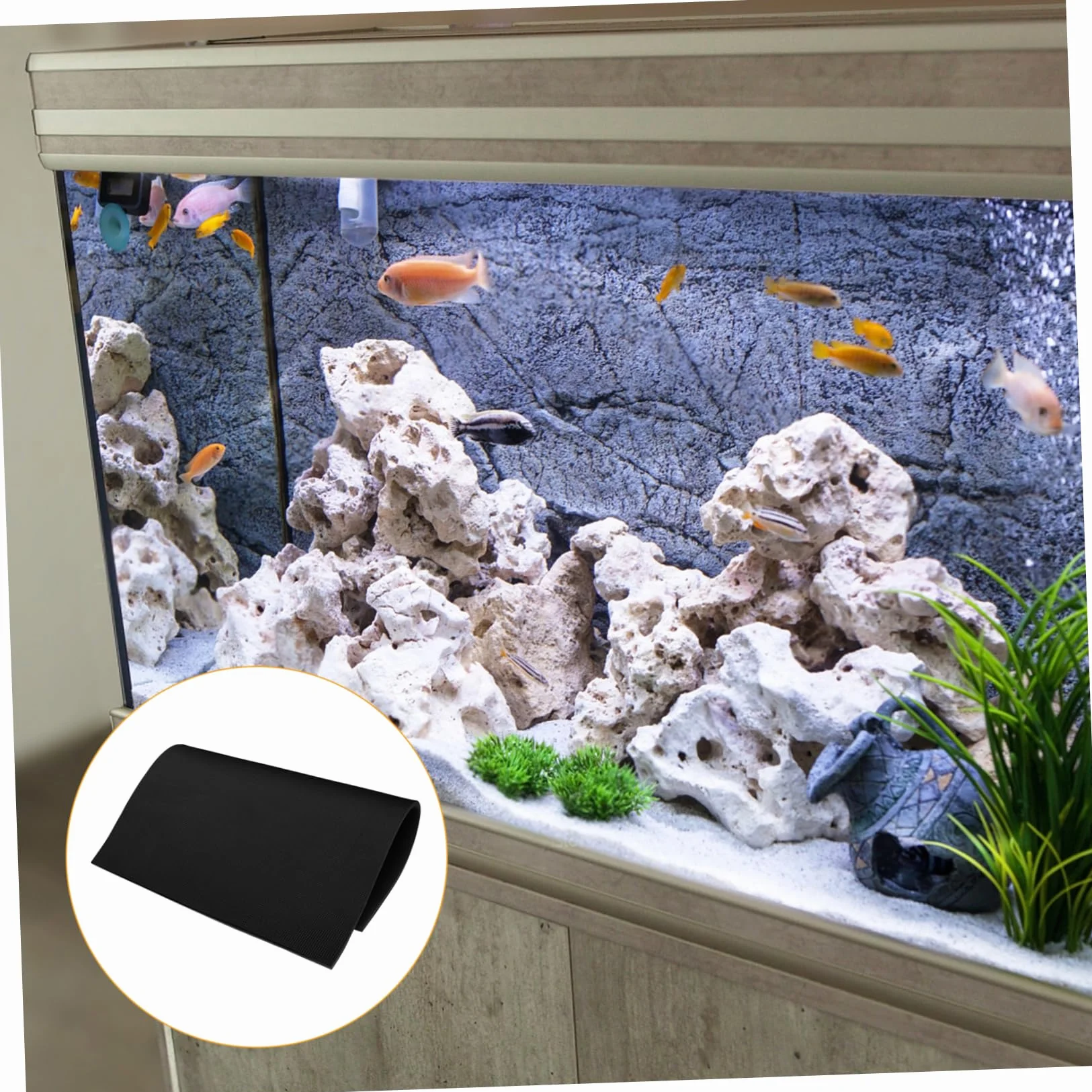 SUPVOX Tapis de Fond pour Aquarium 40x30x0.60cm Tapis Antidérapant en Mousse Épaisse Isolation Thermique Nivellement Réservoir Poissons