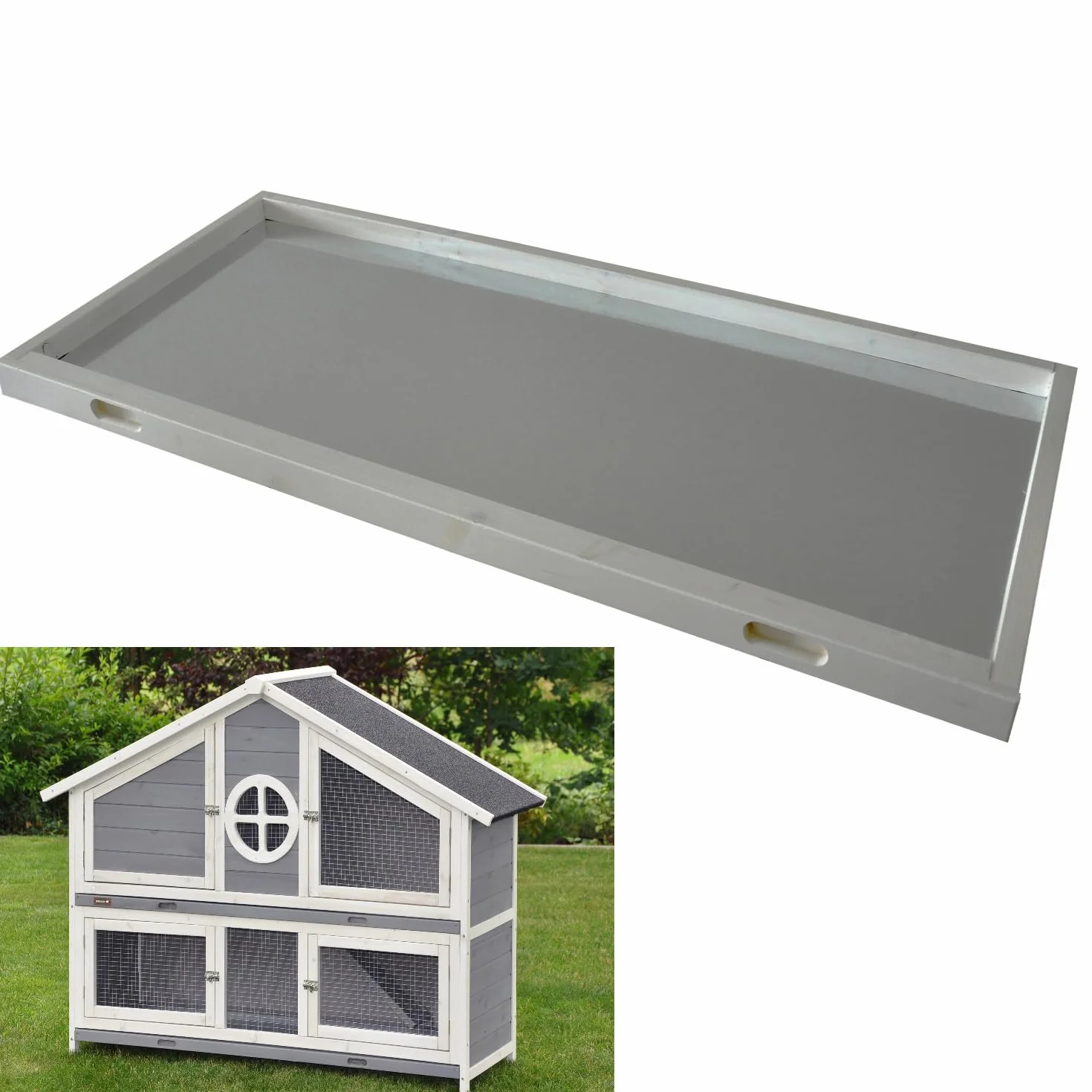 Nanook Bac déjections inférieur rechange clapier Momo bois fond métal tiroir interchangeable Gris