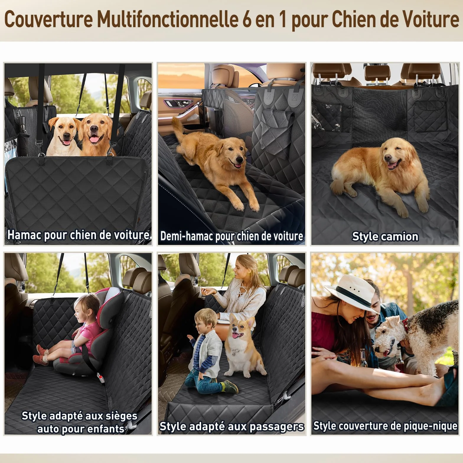 Gimars Housse Voiture Chien Imperméable Antidérapante 157x137cm Universel Protection Siège Transport