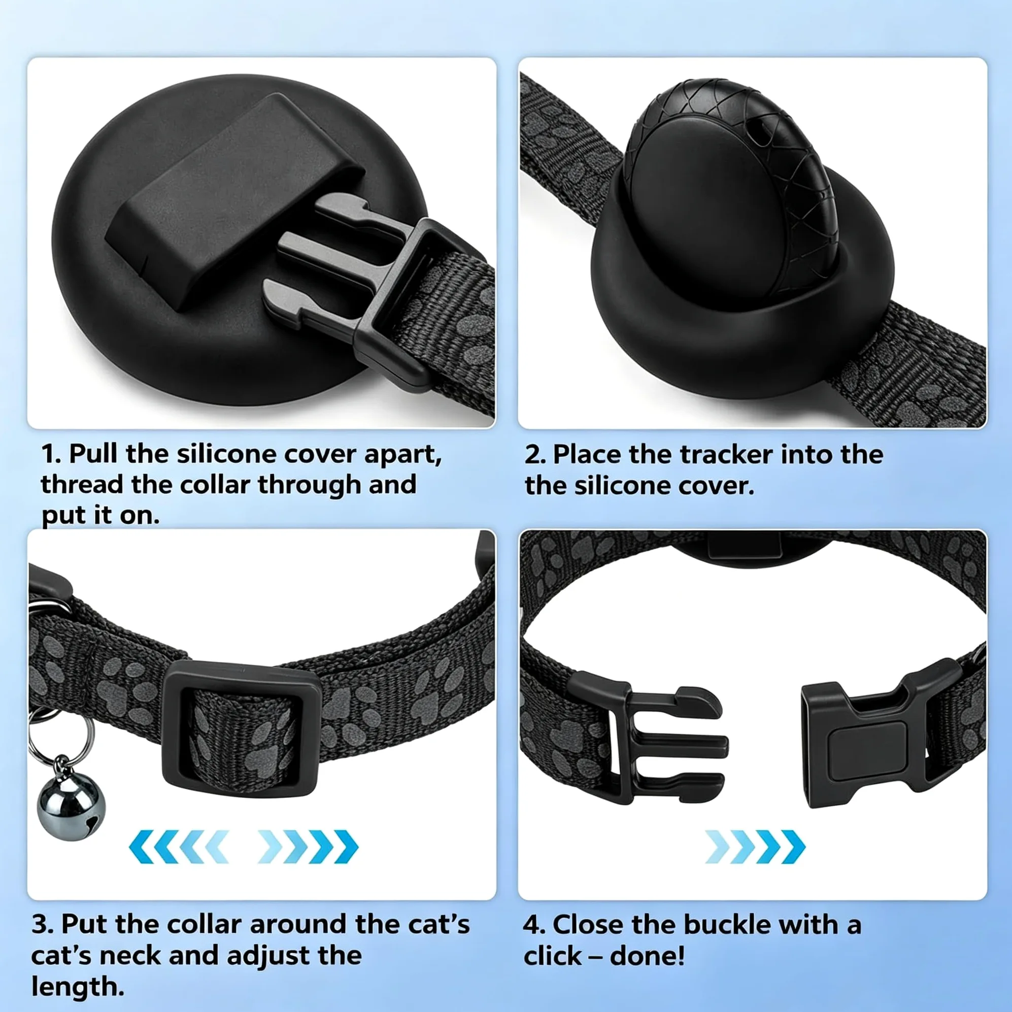 Traqueur GPS pour chiens et chats (pas d'abonnement requis), traqueur GPS pour colliers d'animaux de compagnie, certifié Apple MFi, fonctionne avec iOS Find My, suivi mondial en temps réel, étanche