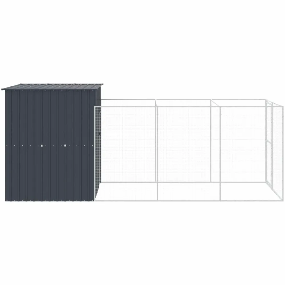 Niche pour Chien Extérieur Métal, Chenil d'extérieur Enclos Cage pour Chien avec Cour Anthracite 165x455x181 cm