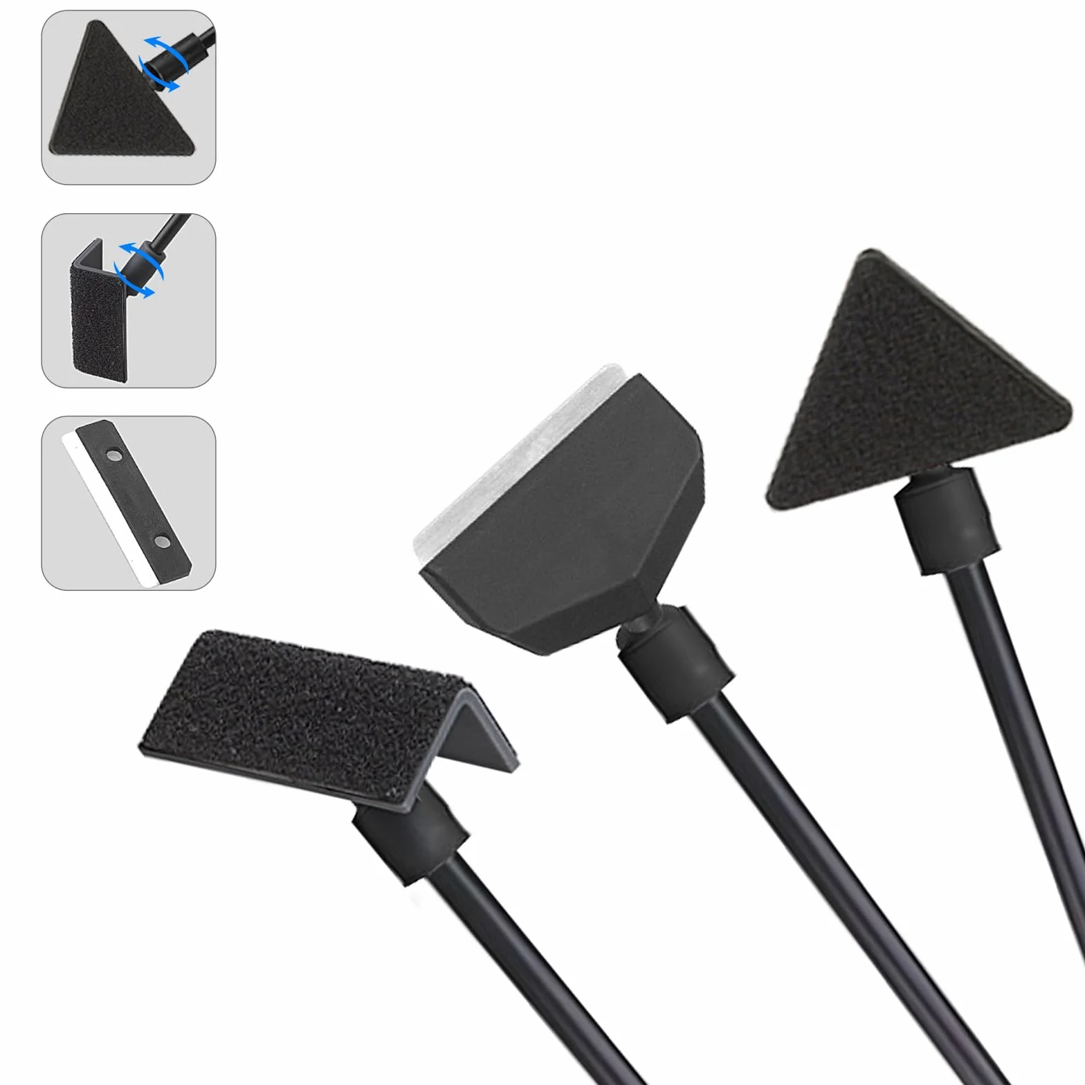 Kit de nettoyage pour aquarium 3 en 1 avec tige amovible 35,6 cm, grattoir à algues et brosse plate