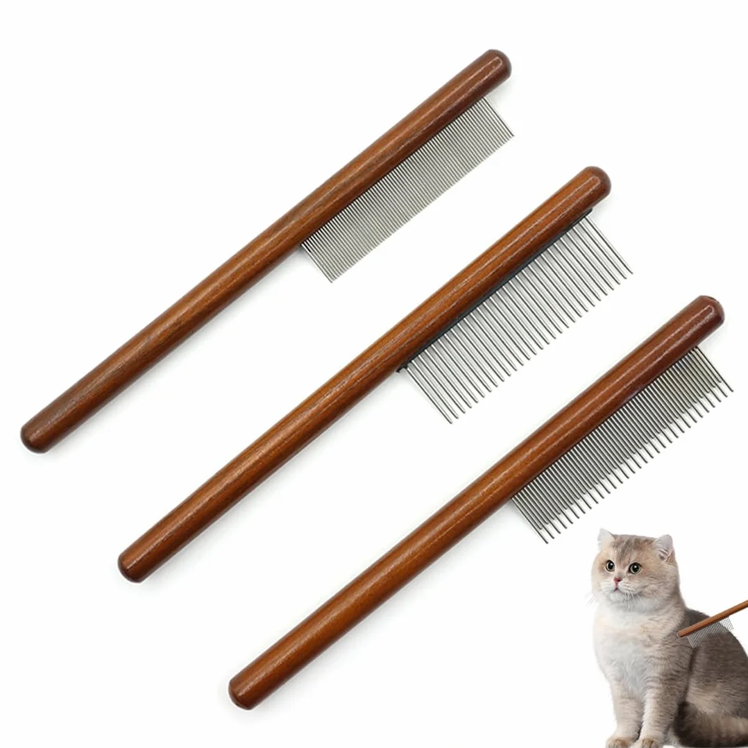 Brosse Chat Poil Long Acier Inoxydable 3 Pièces, Peigne Anti-Poil Noué
