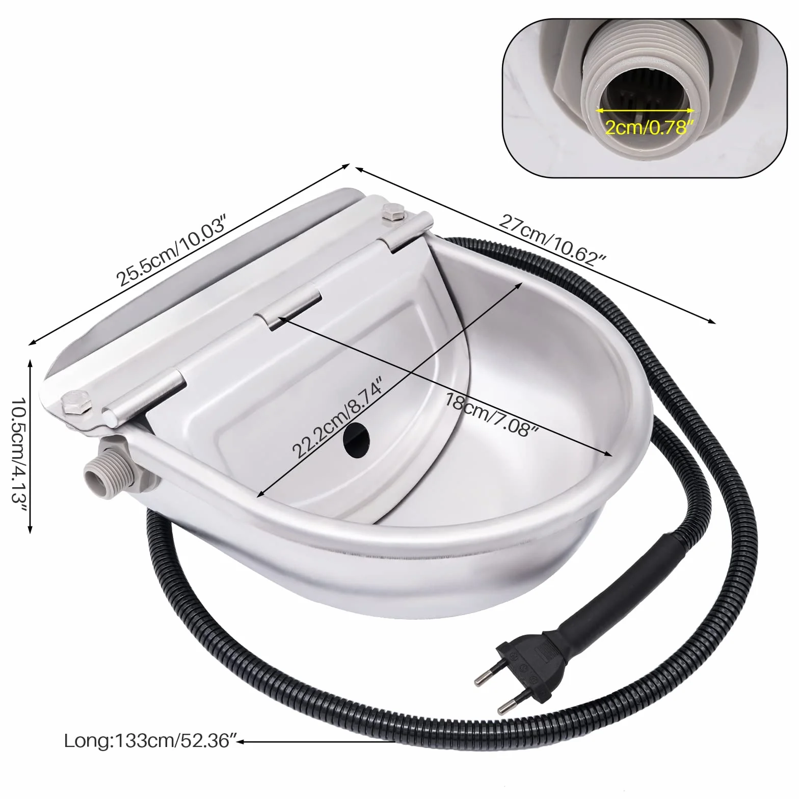 Abreuvoir Chauffant Automatique en Acier Inoxydable 220V pour Chevaux et Bovins