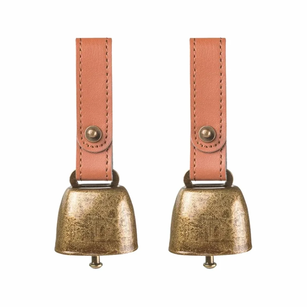 Clochettes de collier pour chien et chat en métal cuivre avec sangle cuir DONGKER