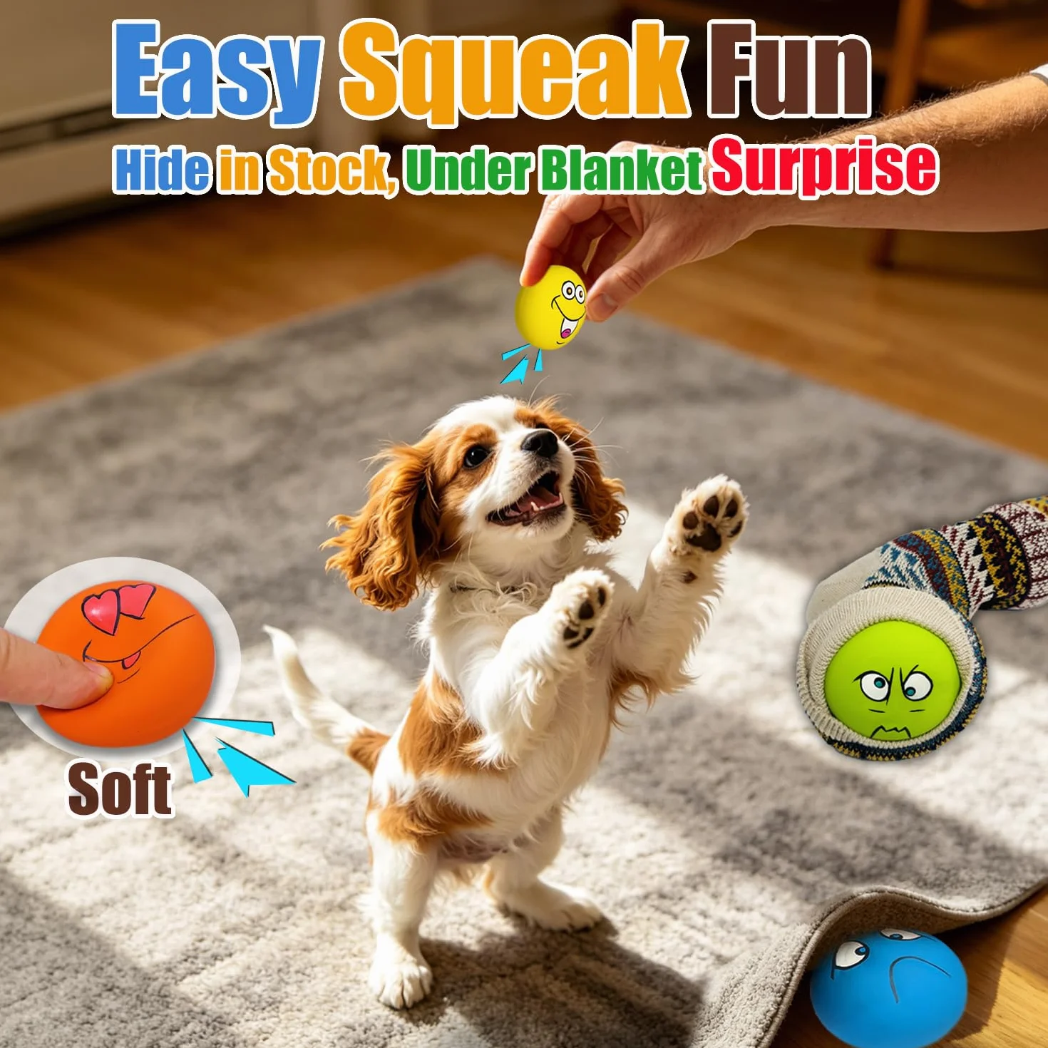 HOLYSTEED Jouet Chien Couineur Latex Balle Sourire 6 pièces