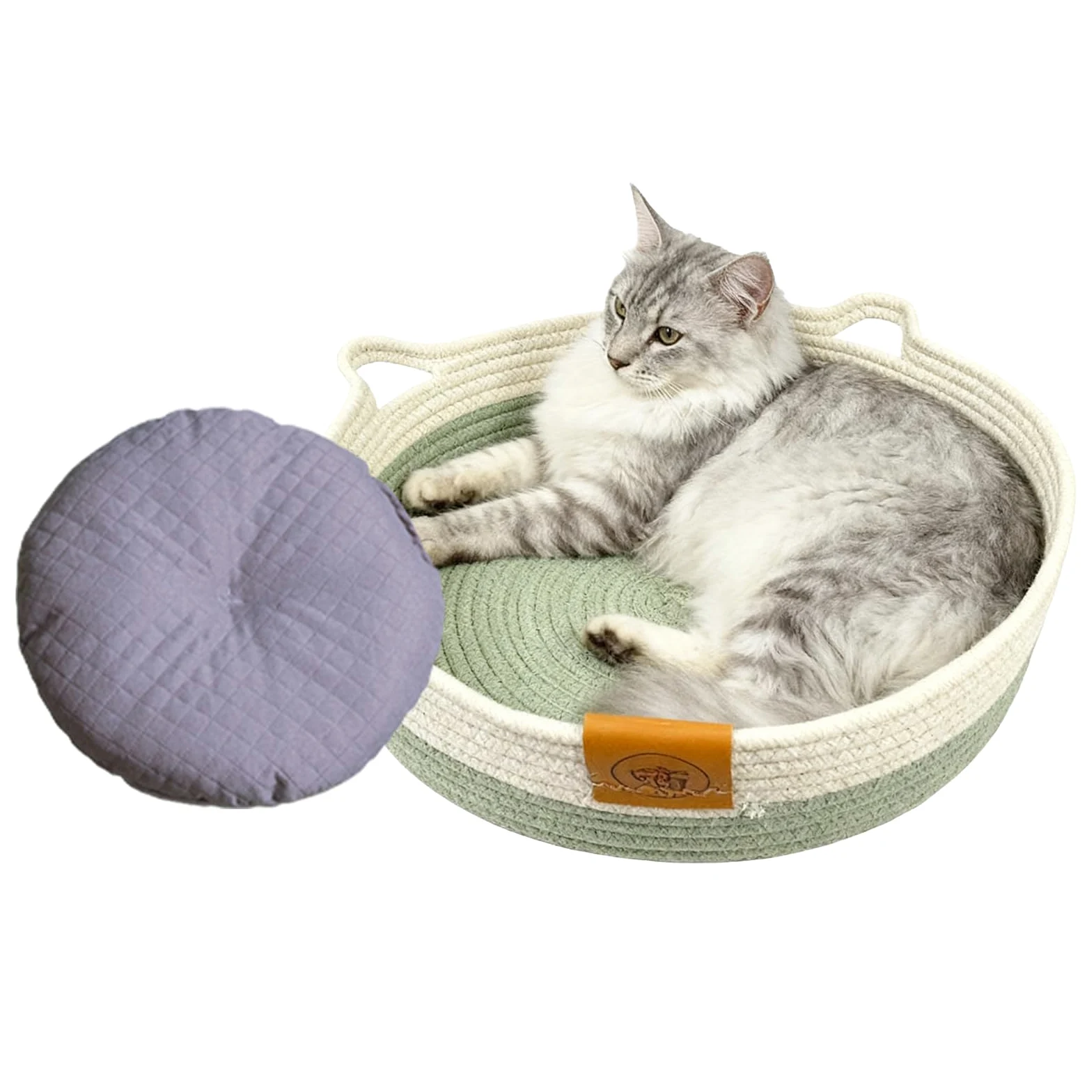 Panier Rond pour Chat Nid Tissé en Corde De Coton | Lit Et Panier Adorable Pour Chaton Et Chat Pour Chaton Lapin Petit Chien Jouet Stockage De Snack Intérieur Chambre Salon