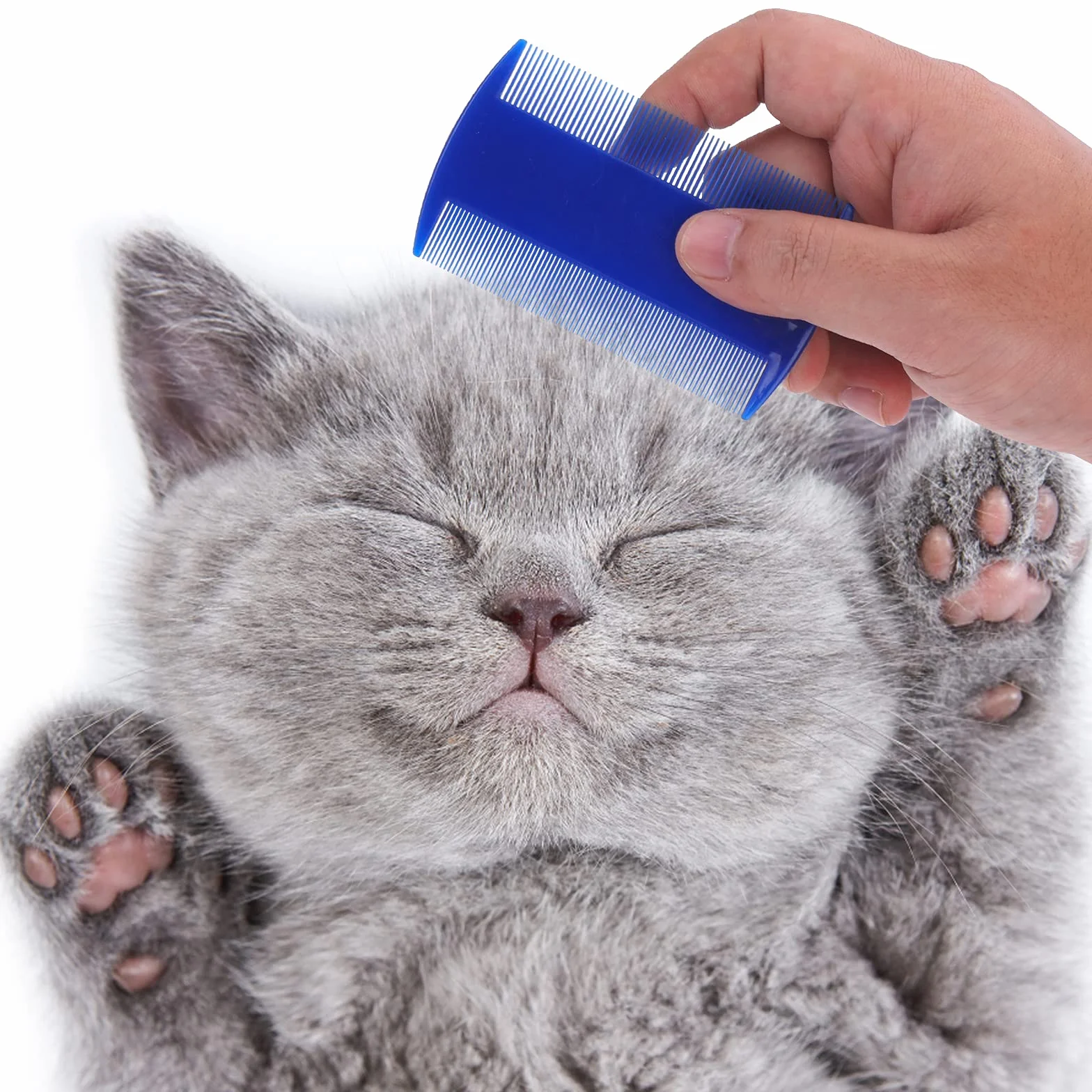 Molain Set de peignes anti puces pour chats et chiens, 4 pièces, peigne de toilettage